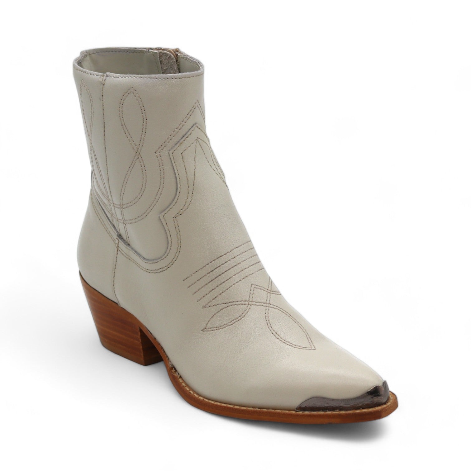 Oeste Women's White Leather Short Boots