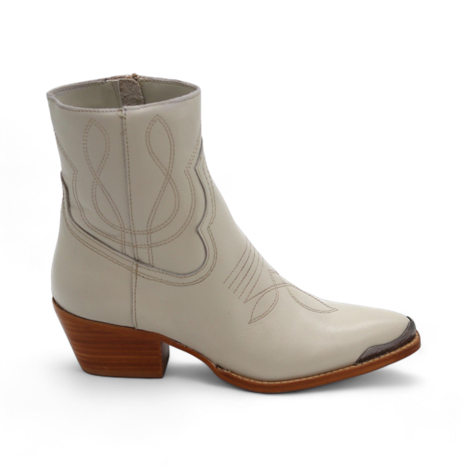 Oeste Women's White Leather Short Boots