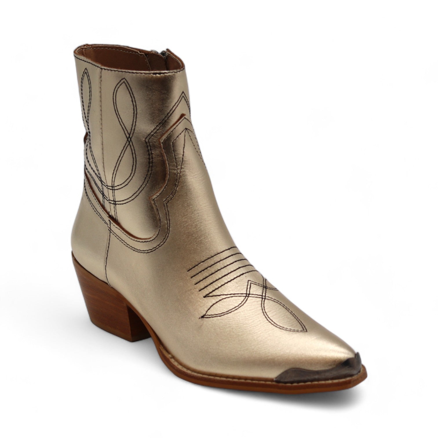 Oeste Women's Metallic Gold Leather Short Boots
