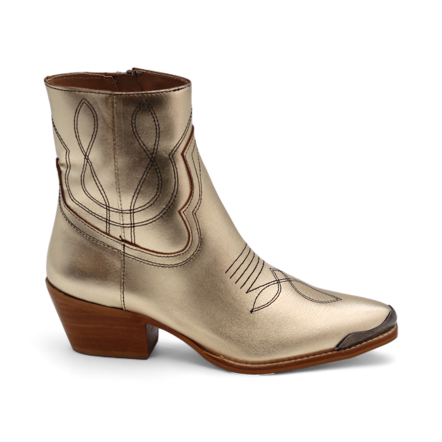 Oeste Women's Metallic Gold Leather Short Boots