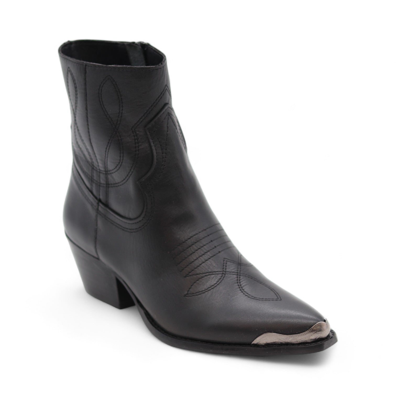 Oeste Women's Black Leather Short Boots