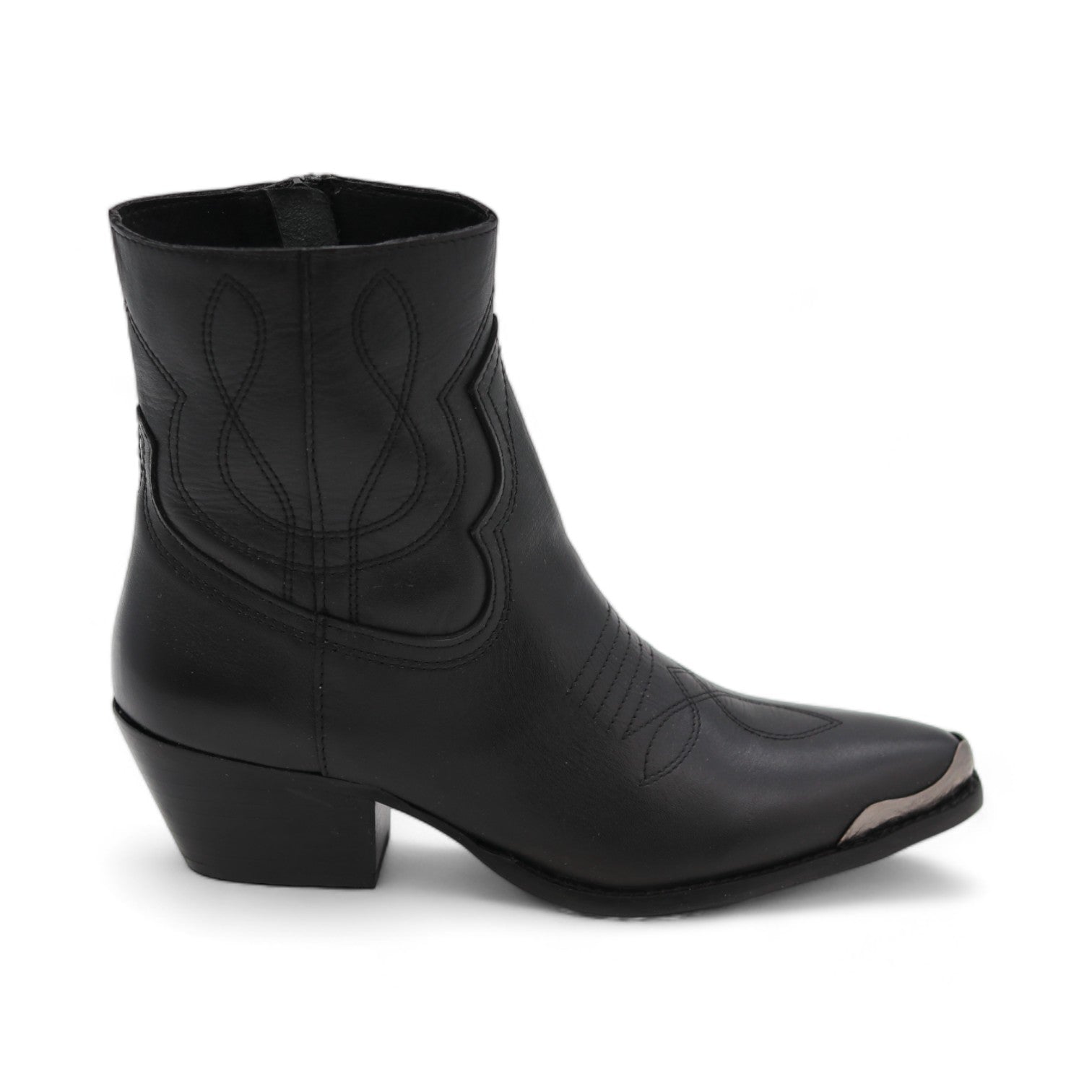 Oeste Women's Black Leather Short Boots