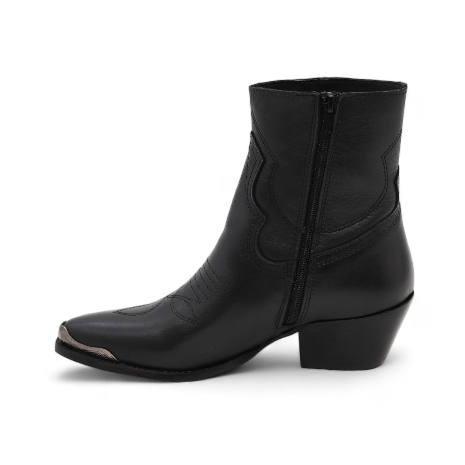 Oeste Women's Black Leather Short Boots