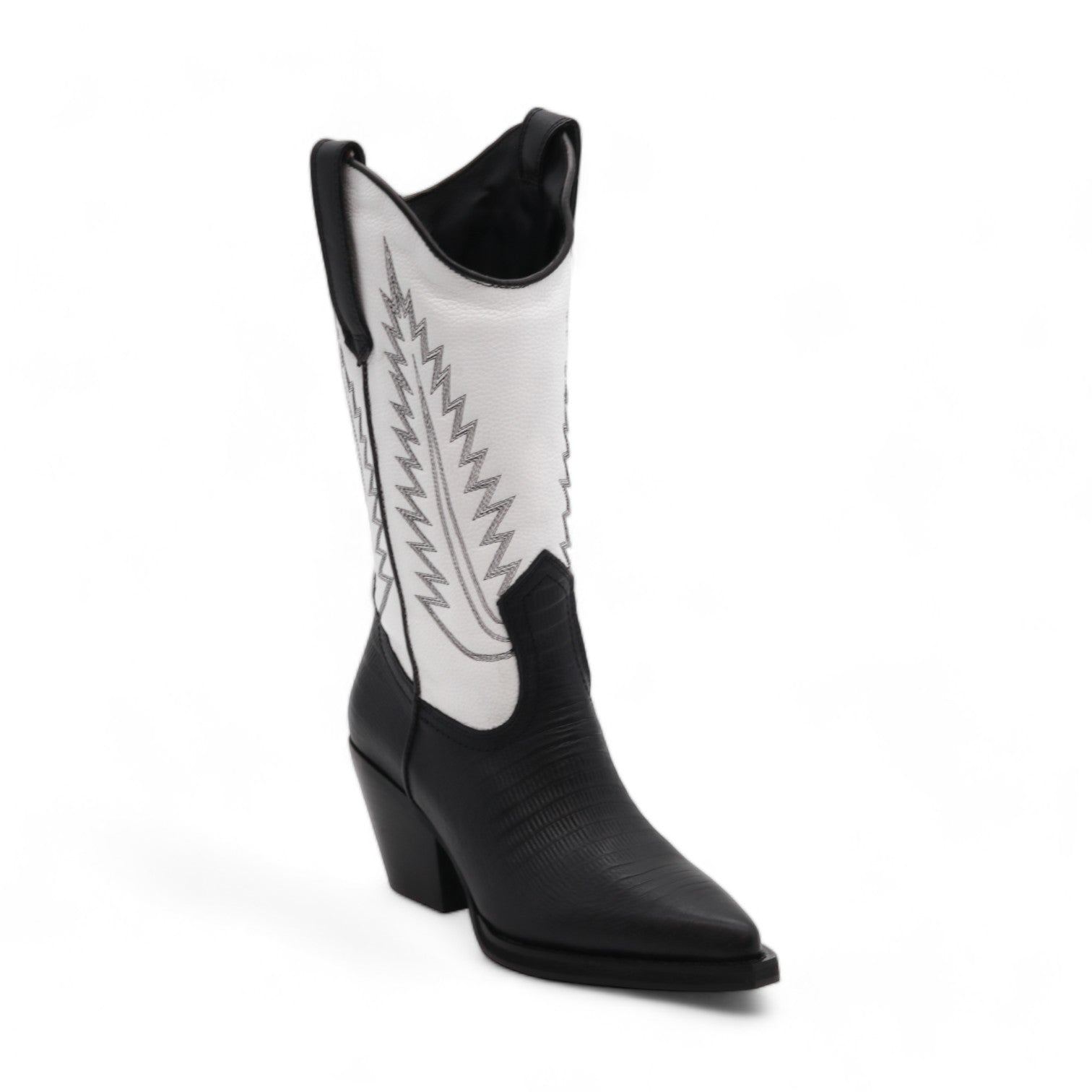 Cactus Women's Black & White Leather Boots