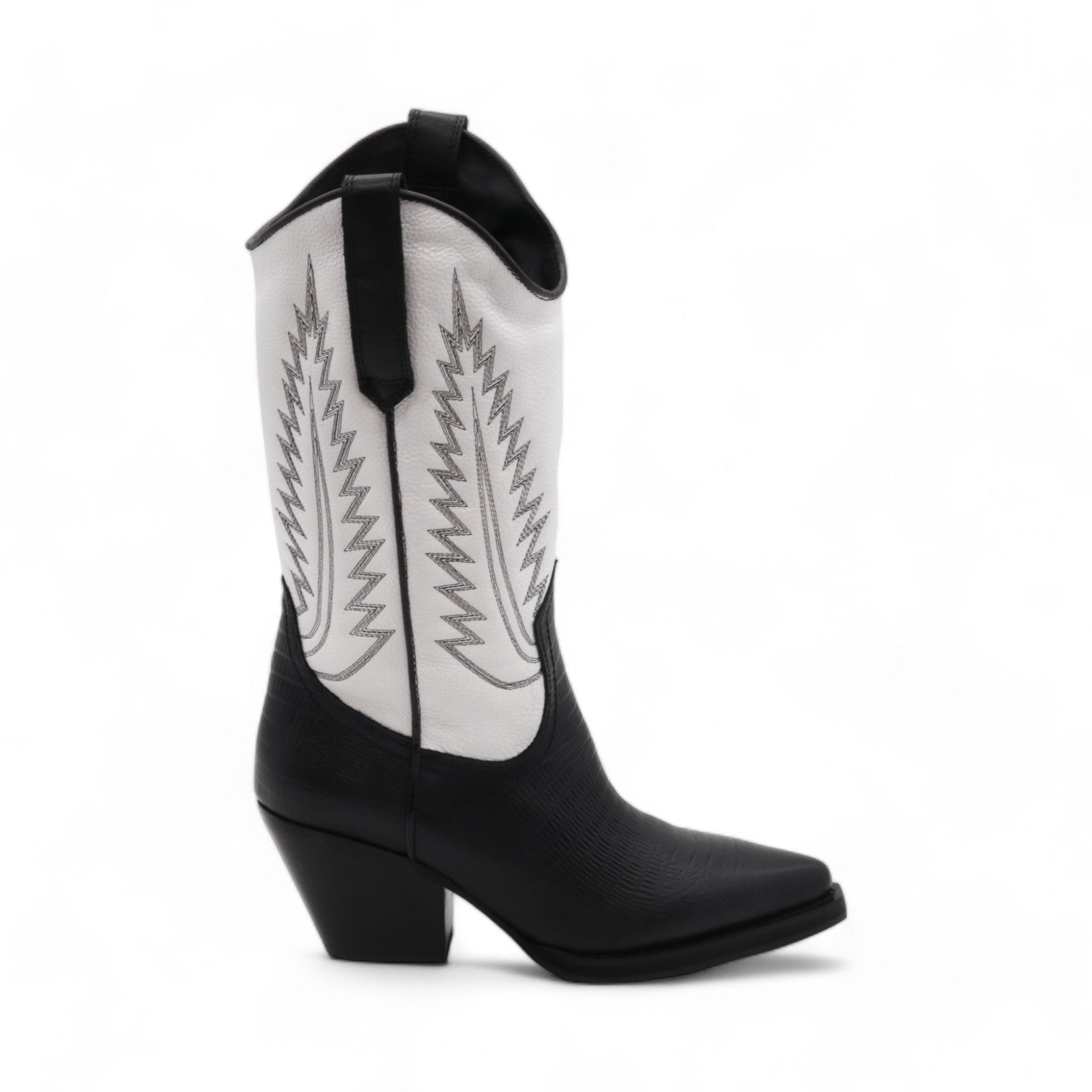 Cactus Women's Black & White Leather Boots