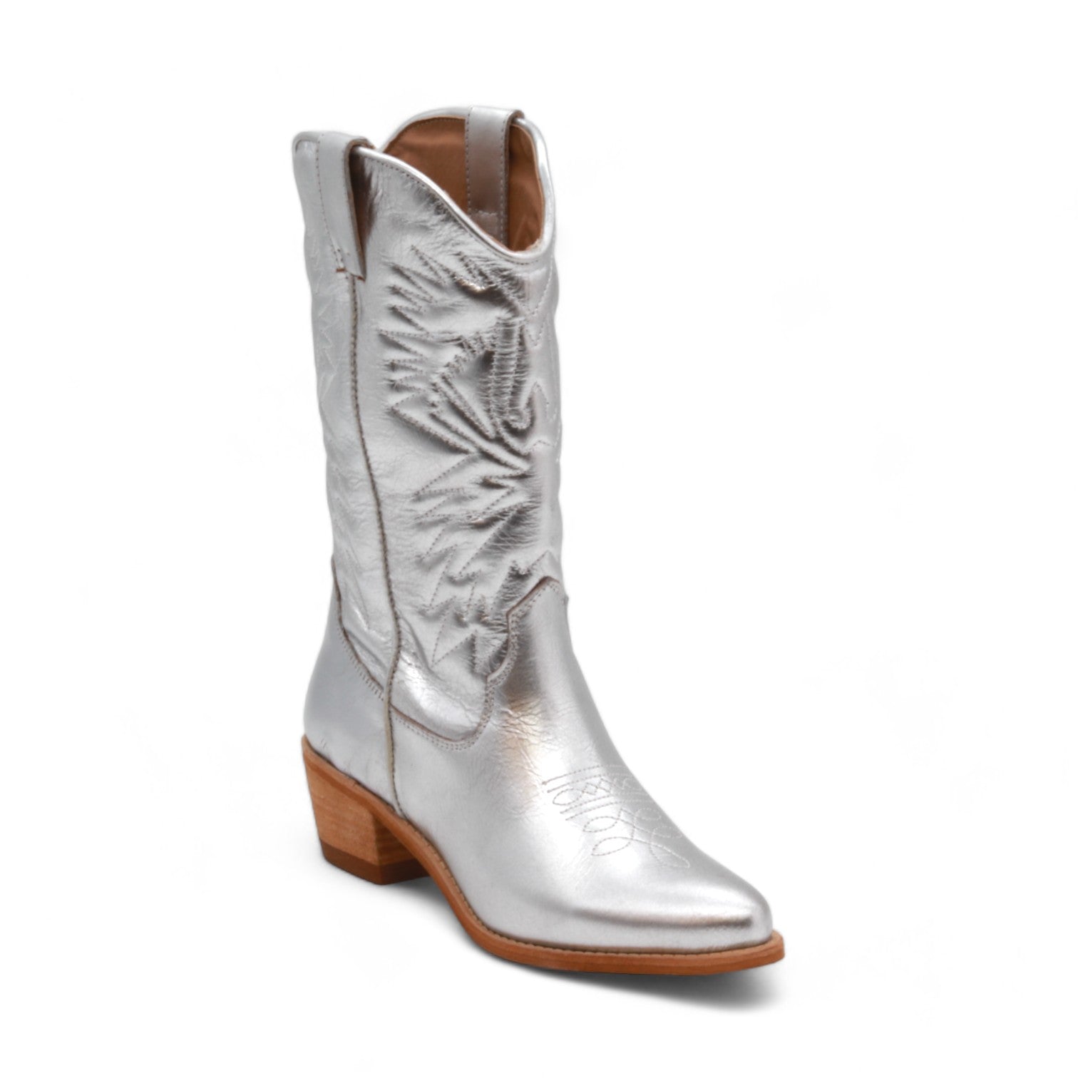 Cowgirl Women's Metallic Silver Leather Boots