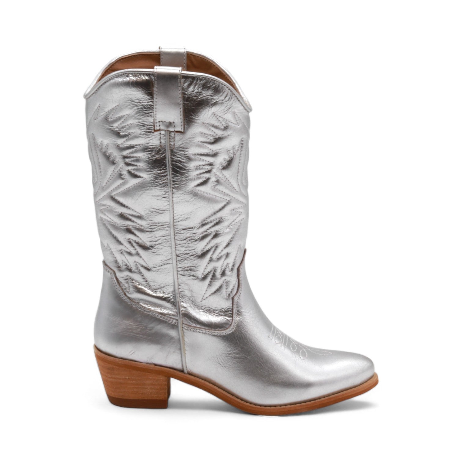 Cowgirl Women's Metallic Silver Leather Boots