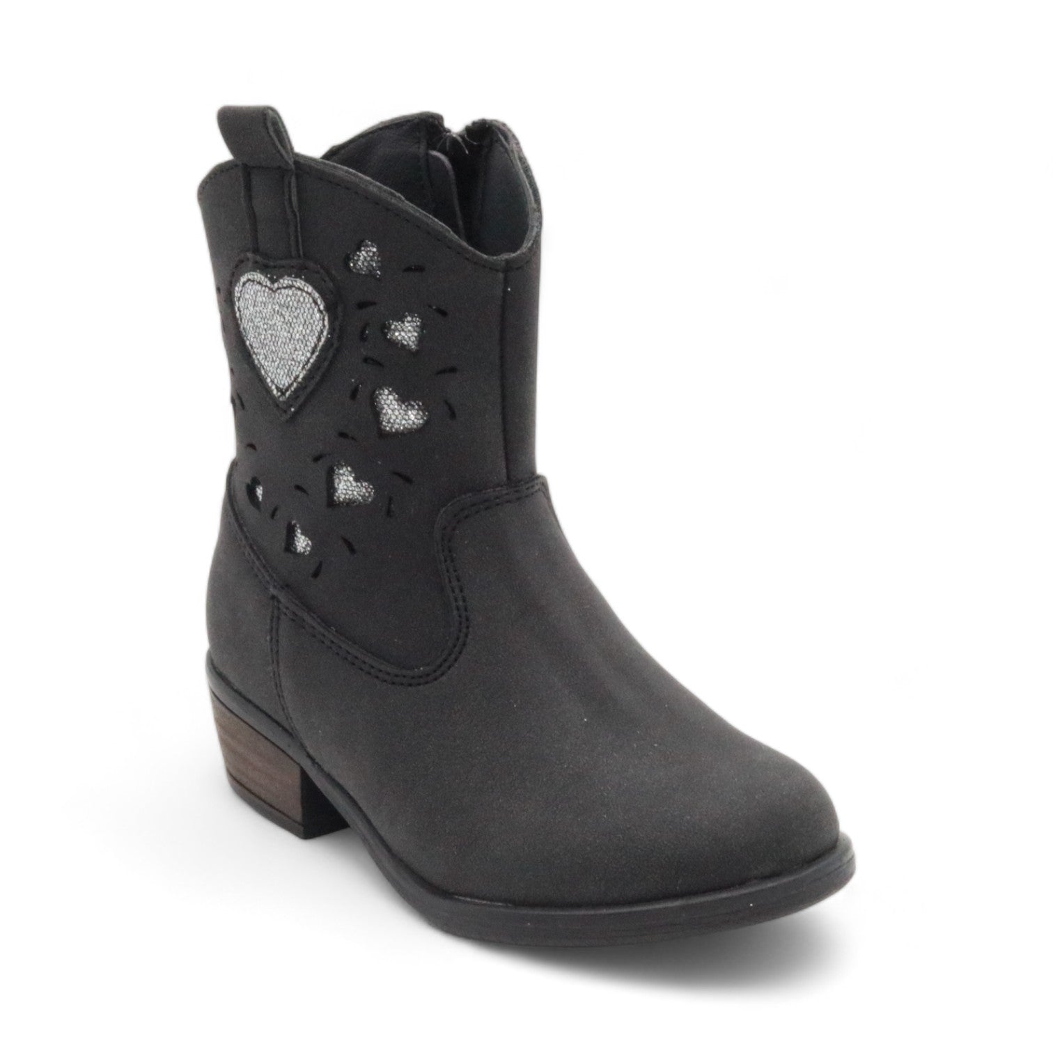 Ashley Girl's Black Faux Leather Boots