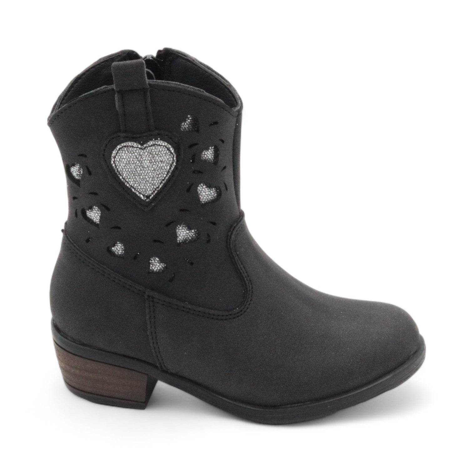 Ashley Girl's Black Faux Leather Boots