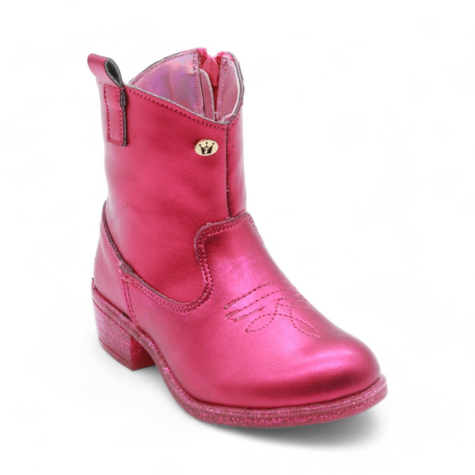 Barbie Girl's Metallic Fuchsia Faux Leather Boots