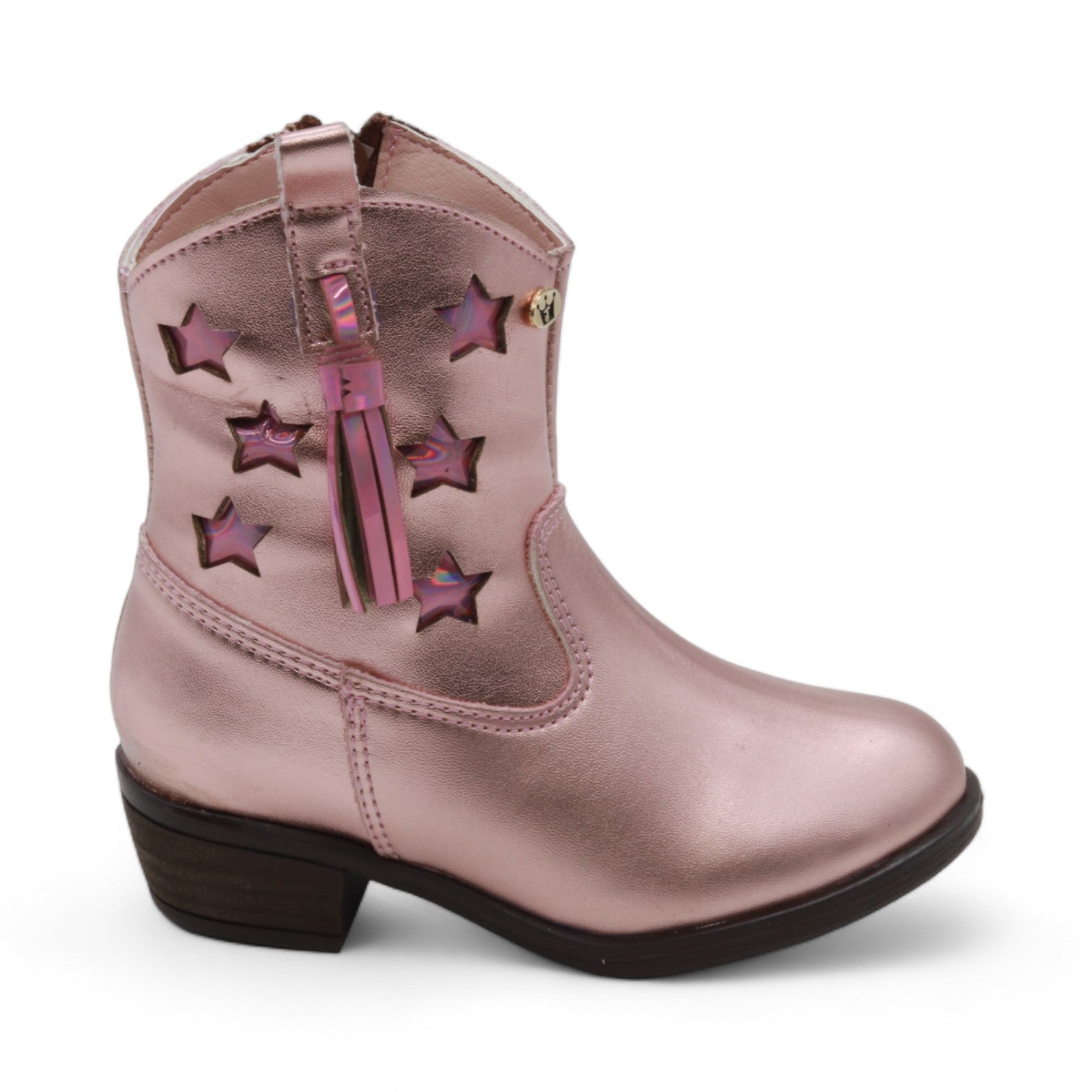 Taylor Girl's Metallic Pink Faux Leather Boots