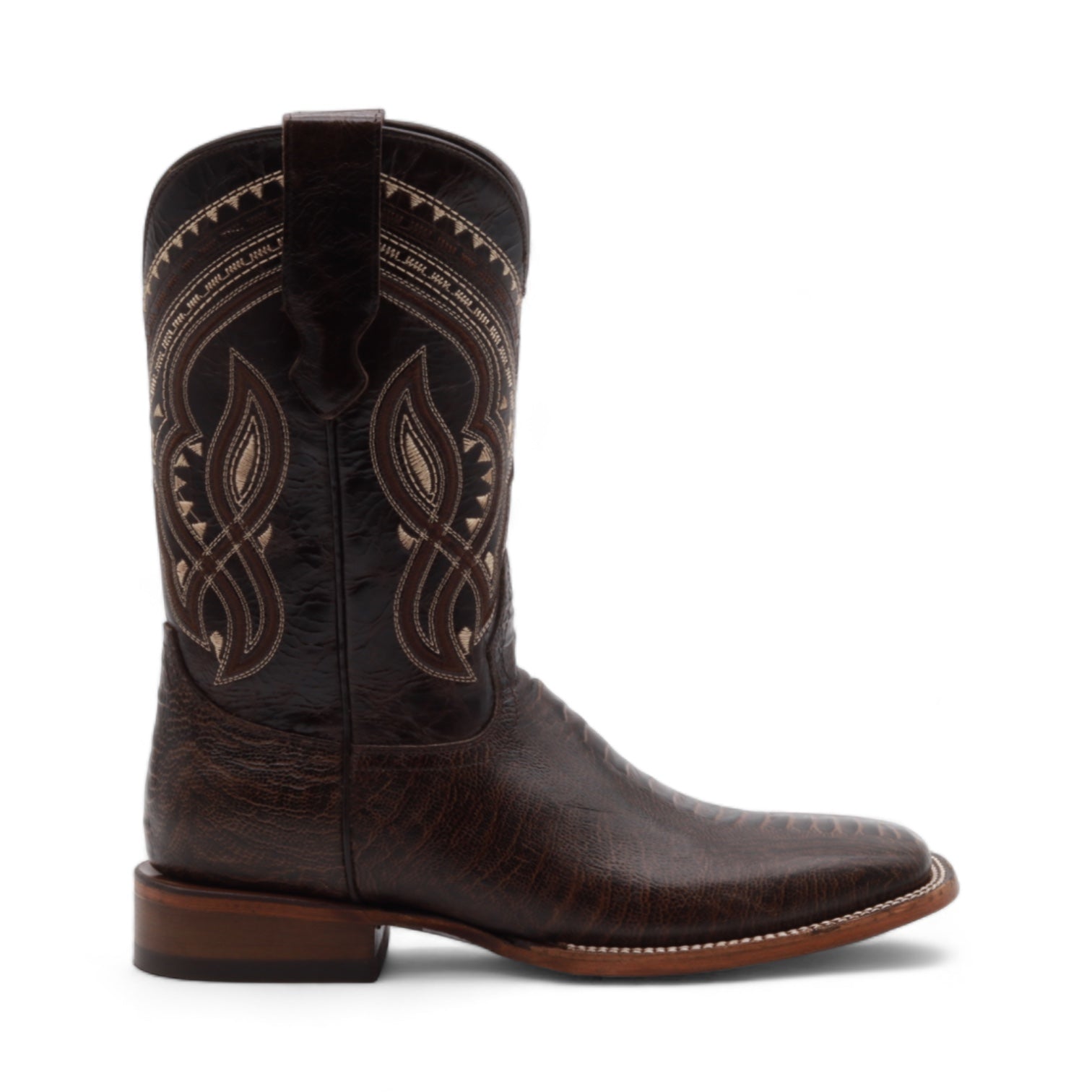 Oregon Men's Brown Ostrich Leg Print Leather Boots