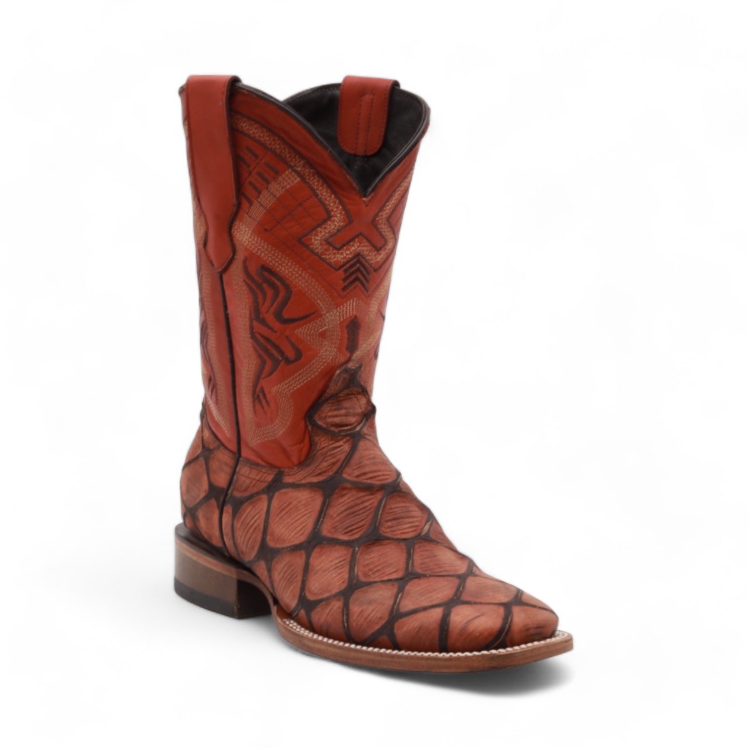 Kansas Men's Shedron Pirarucu Print Leather Boots