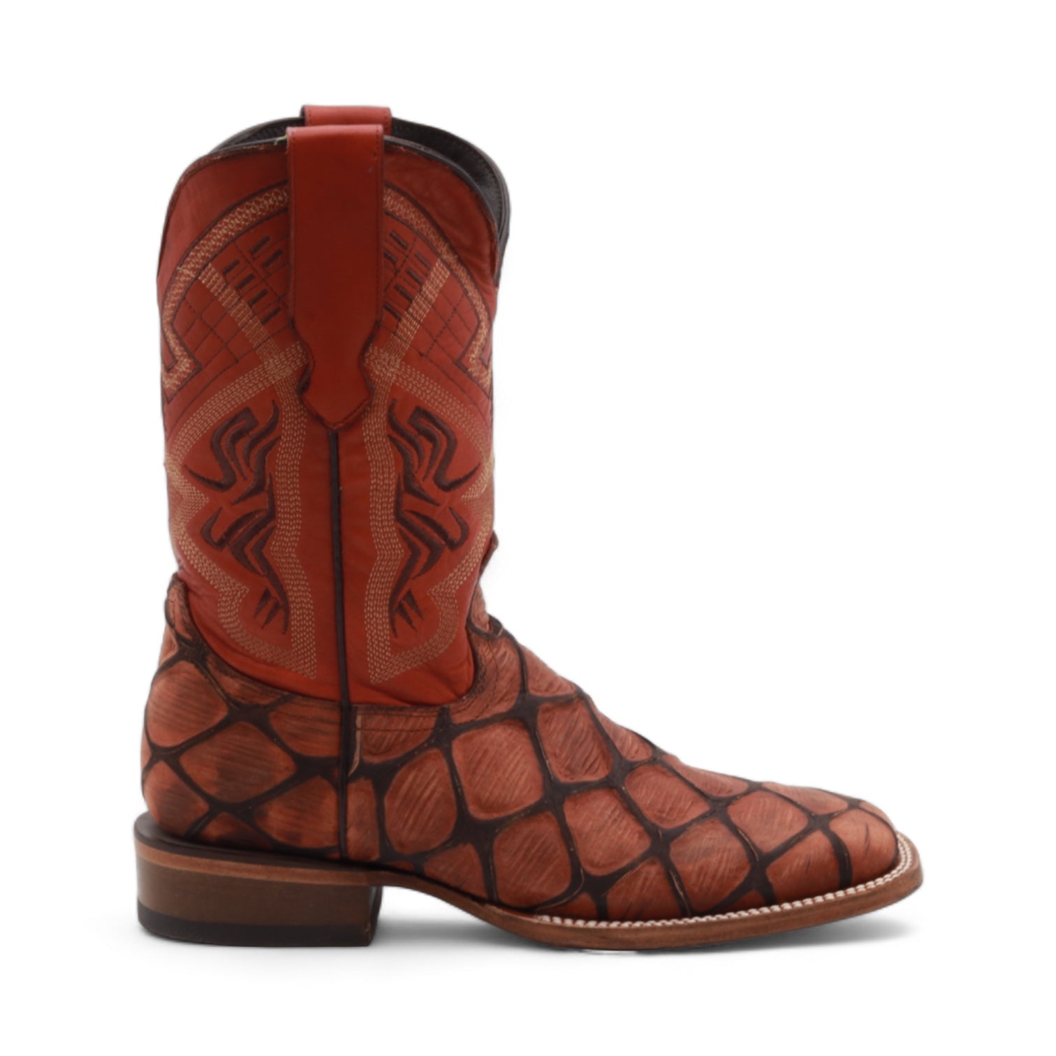 Kansas Men's Shedron Pirarucu Print Leather Boots