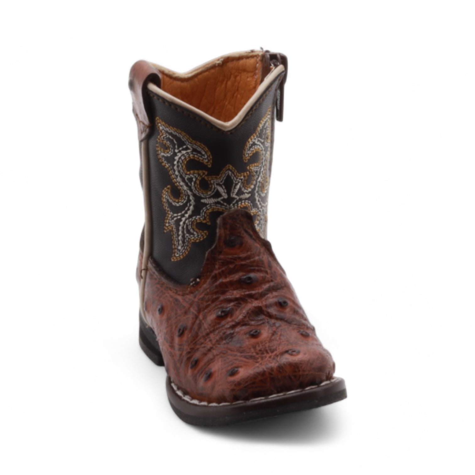 Cedric Baby's Shedron Ostrich Print Leather Boots