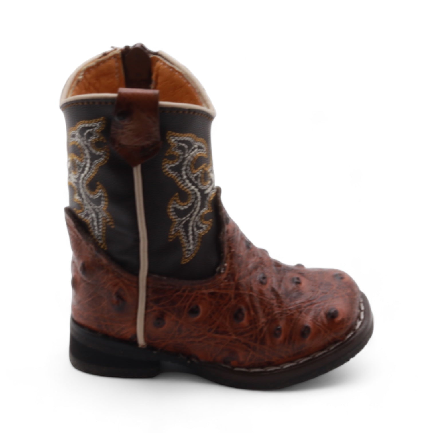 Cedric Baby's Shedron Ostrich Print Leather Boots