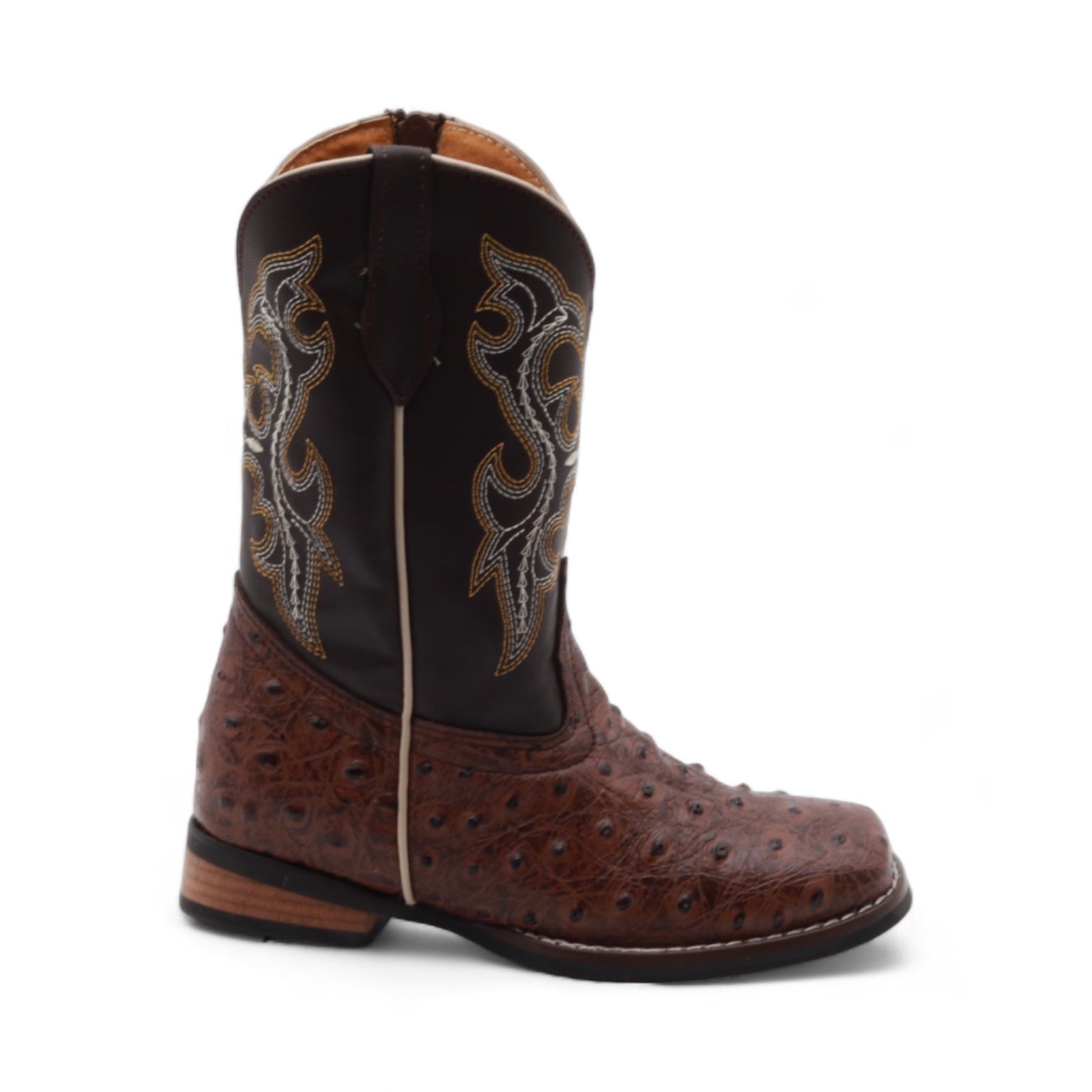 Cedric Juniors Shedron Ostrich Print Leather Boots
