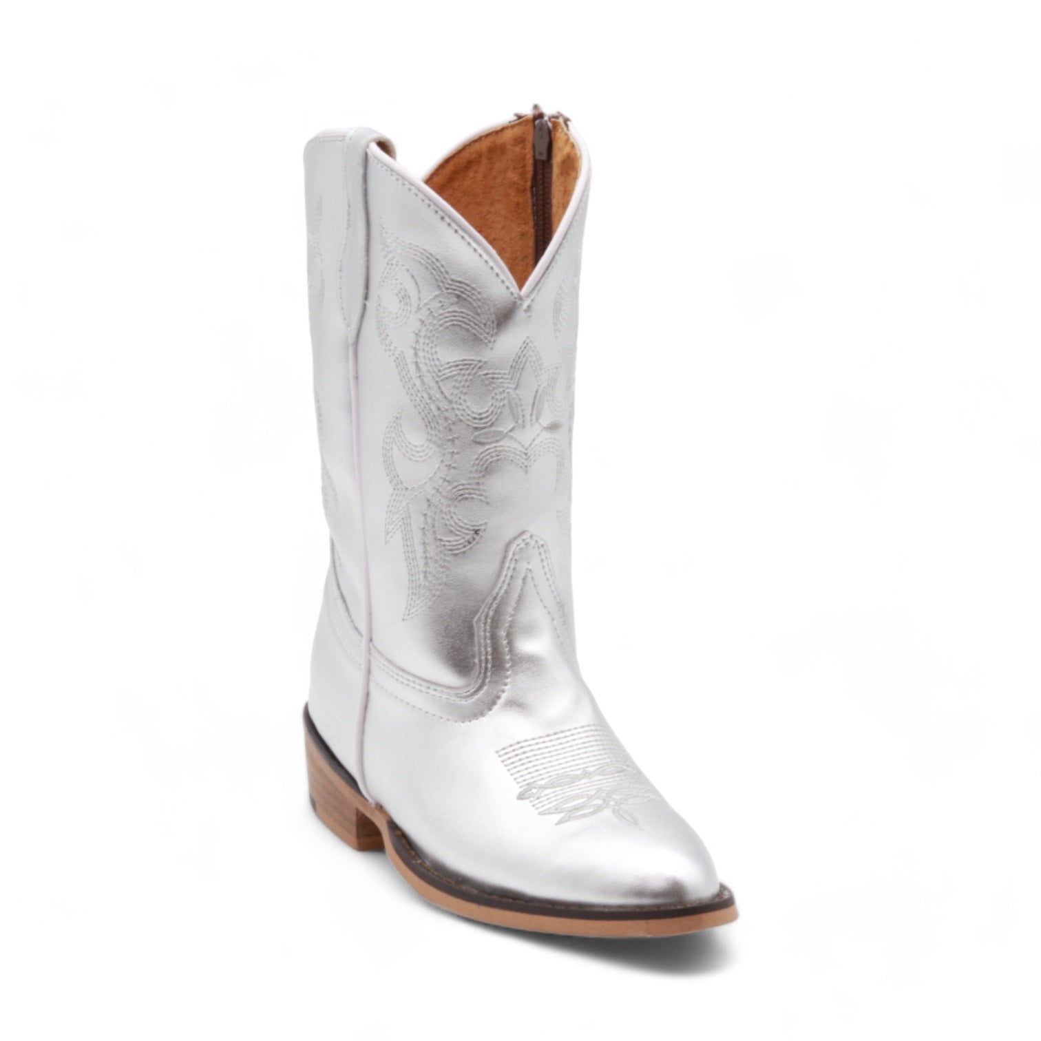 Sadie Juniors Silver Leather Boots