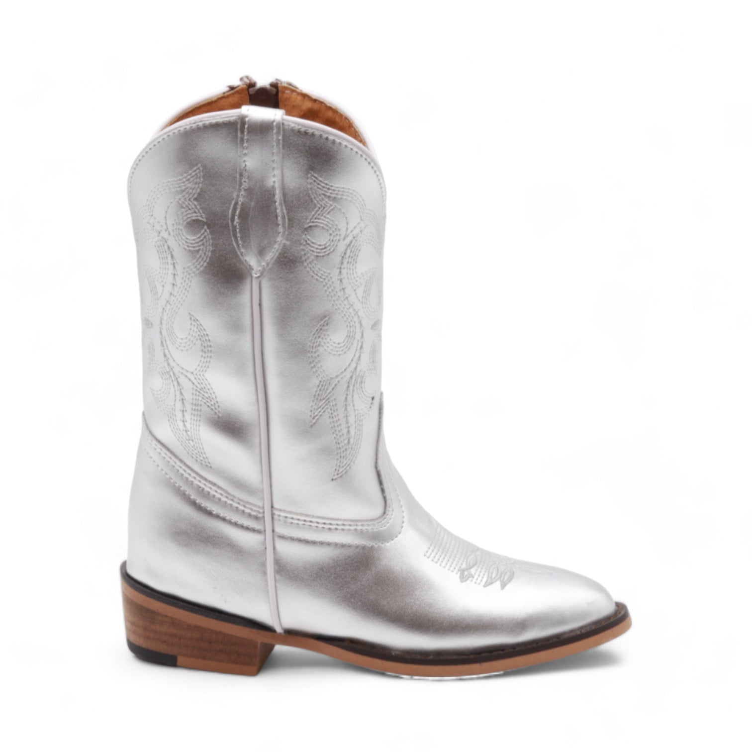 Sadie Juniors Silver Leather Boots