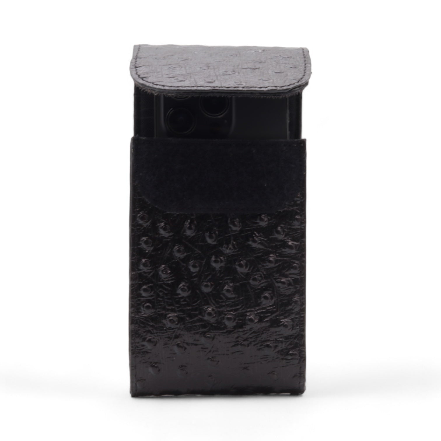 Vermont Black Ostrich Print Leather Phone Case