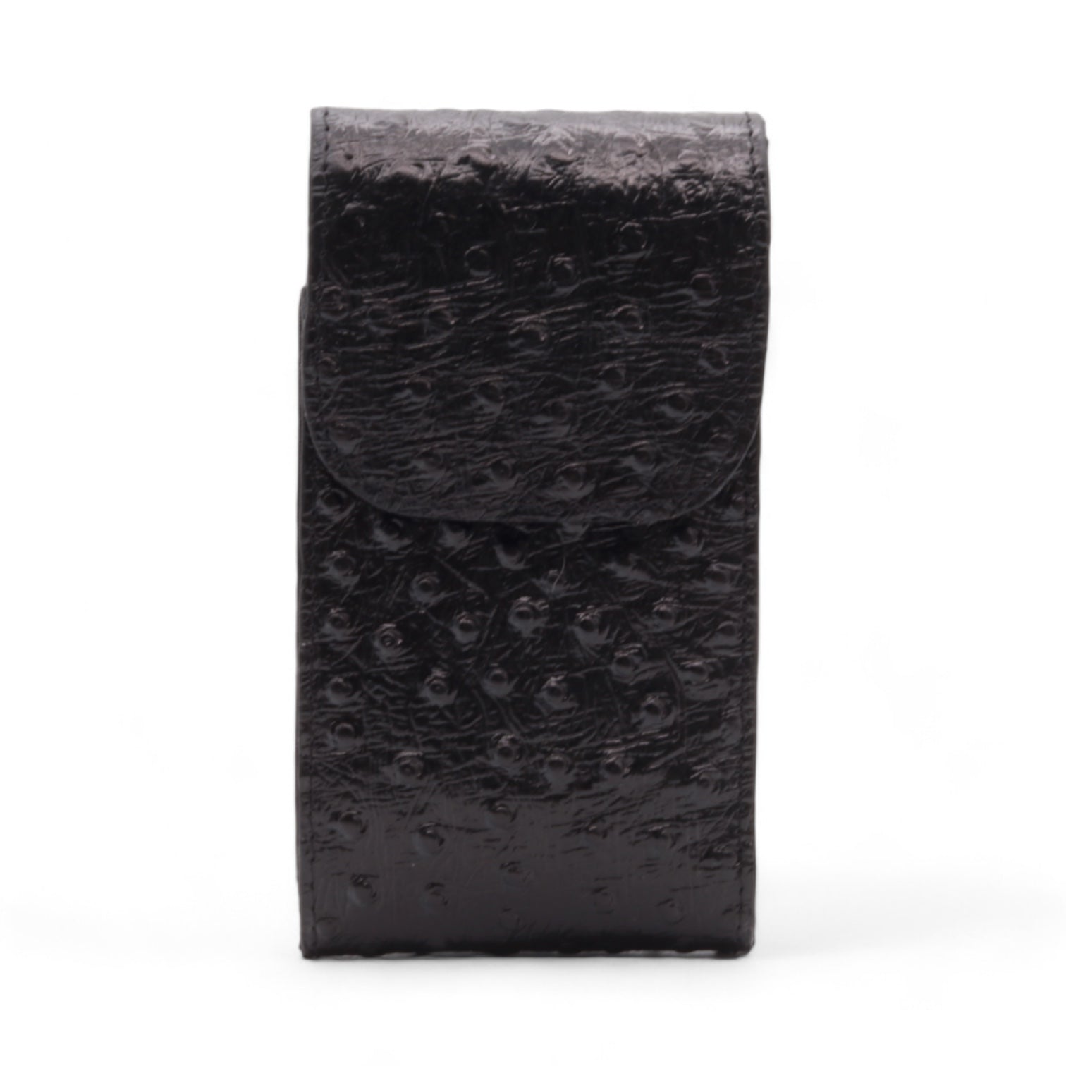 Vermont Black Ostrich Print Leather Phone Case