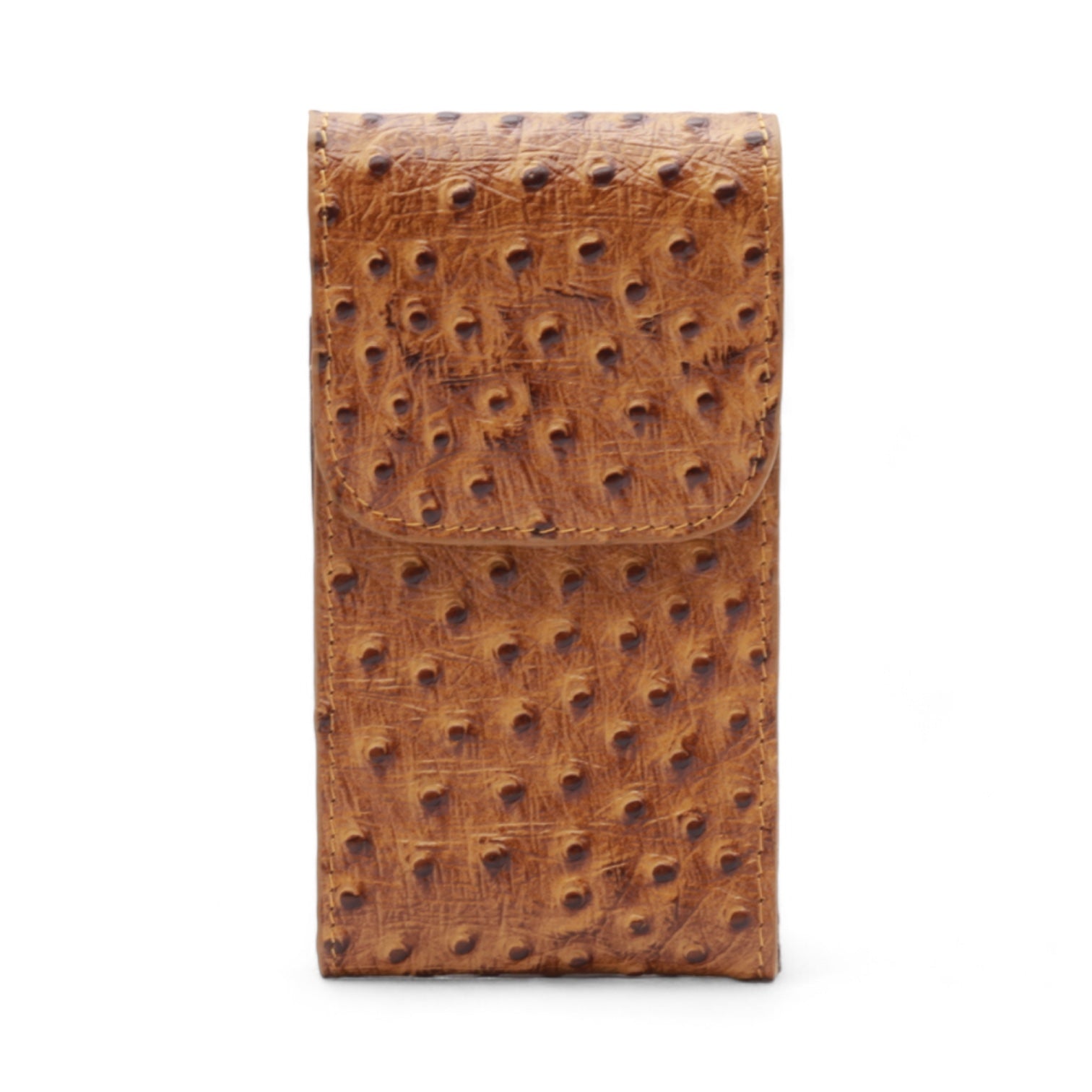 Vermont Camel Ostrich Print Leather Phone Case