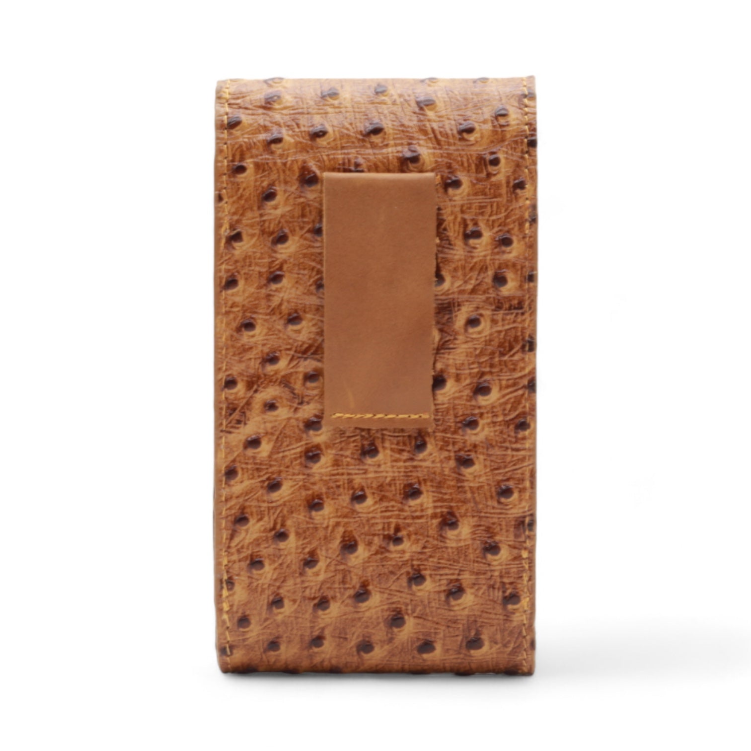 Vermont Camel Ostrich Print Leather Phone Case