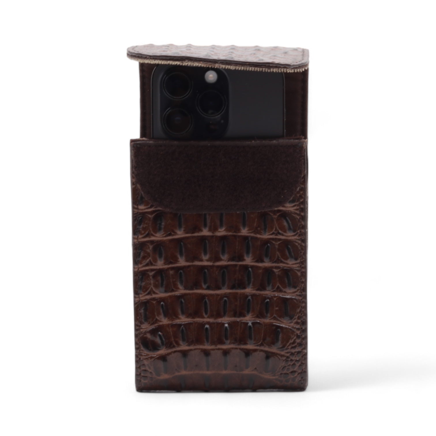 Illinois Brown Crocodile Print Leather Phone Case