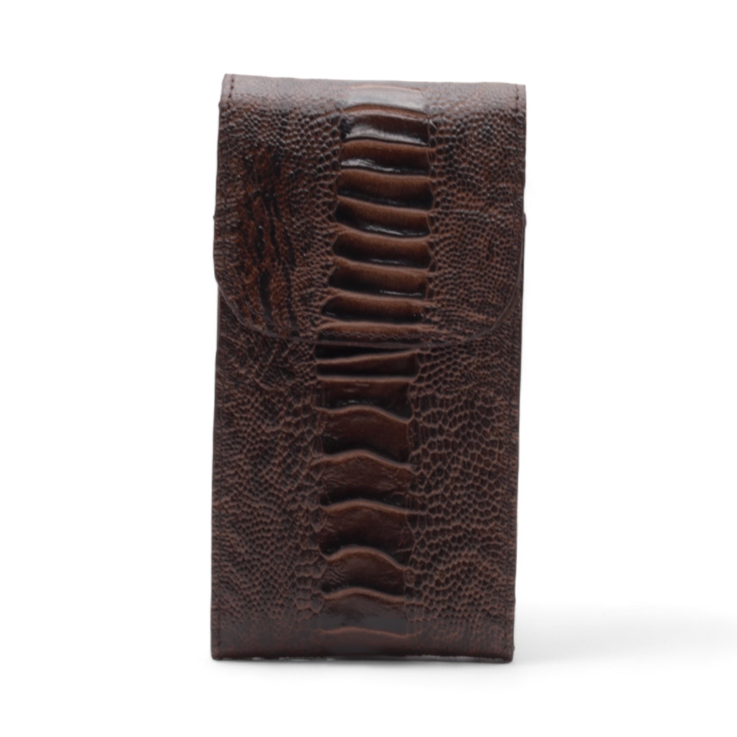 Oregon Brown Ostrich Leg Print Leather Phone Case