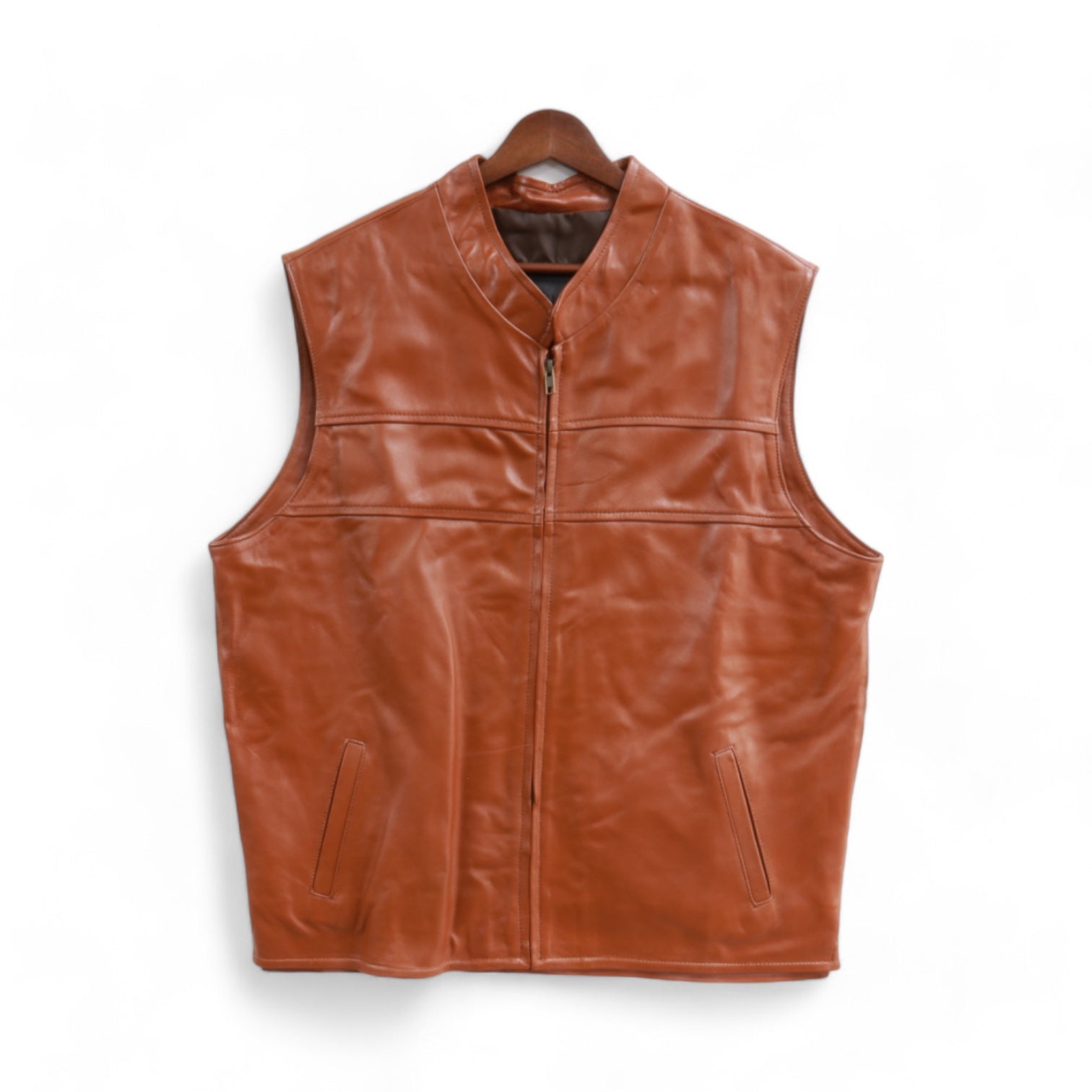 Edgar Men's Camel Leather Vest