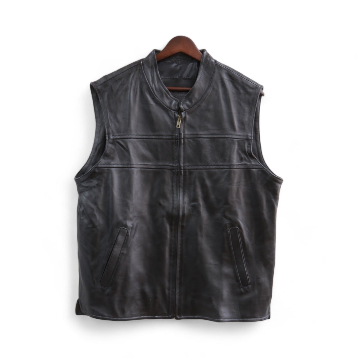 Edgar Men's Black Leather Vest