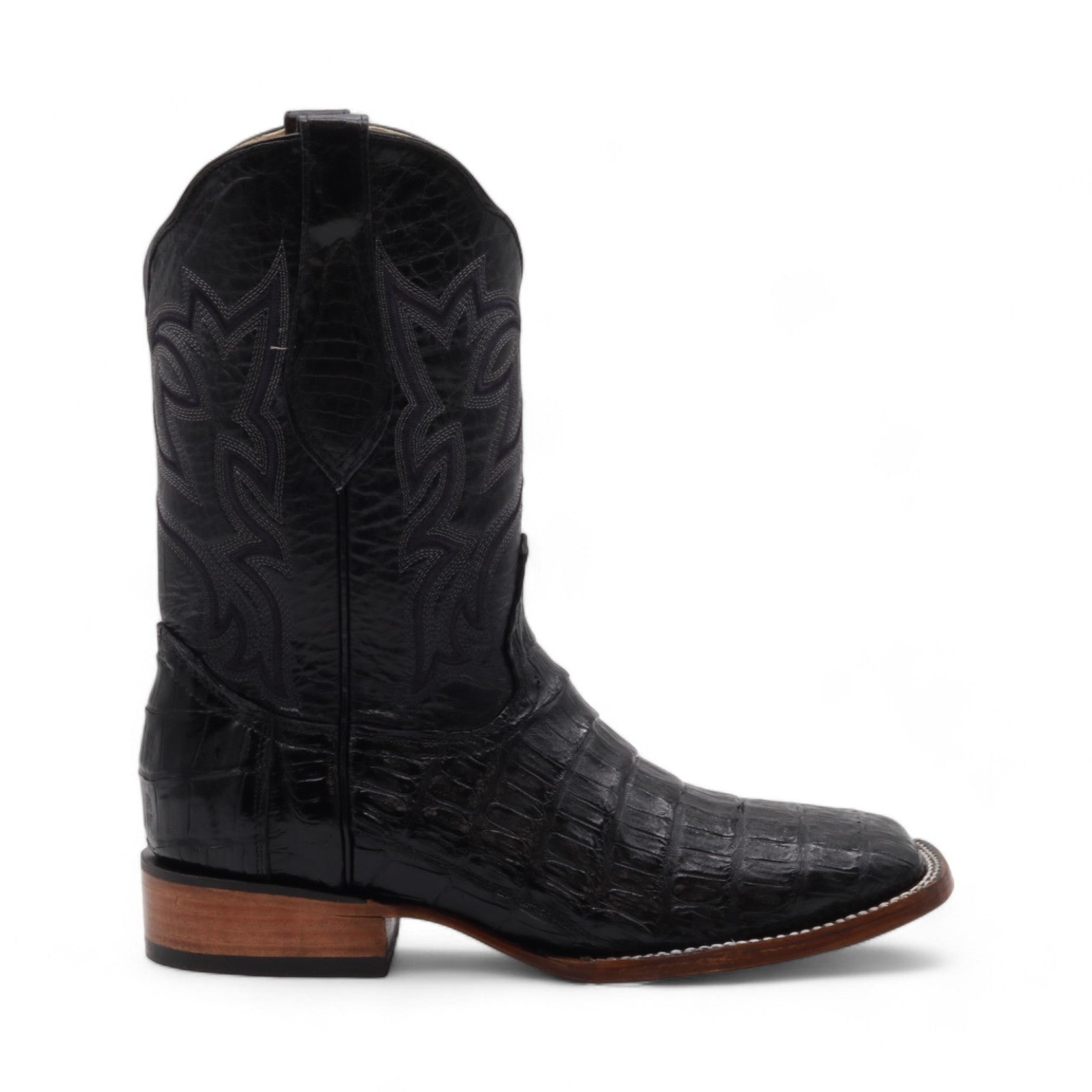 Keaton Men's Black Croc Belly Exotic Leather Boots