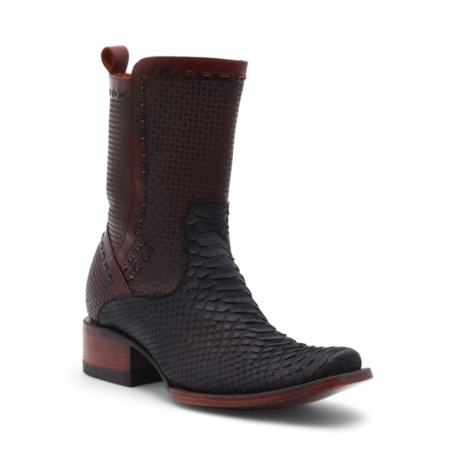 Connor Men's Black Python Exotic Leather Boots