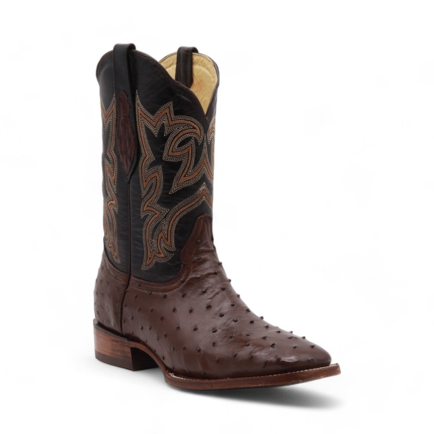 Tafari Men's Brown Ostrich Exotic Leather Boots