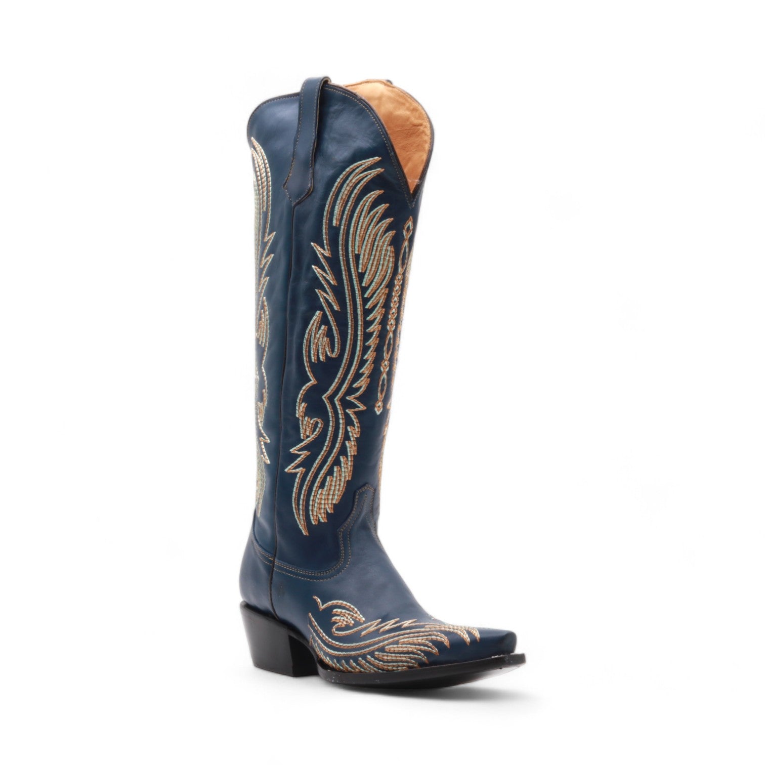 Napalina Women's Navy Blue Leather Boots