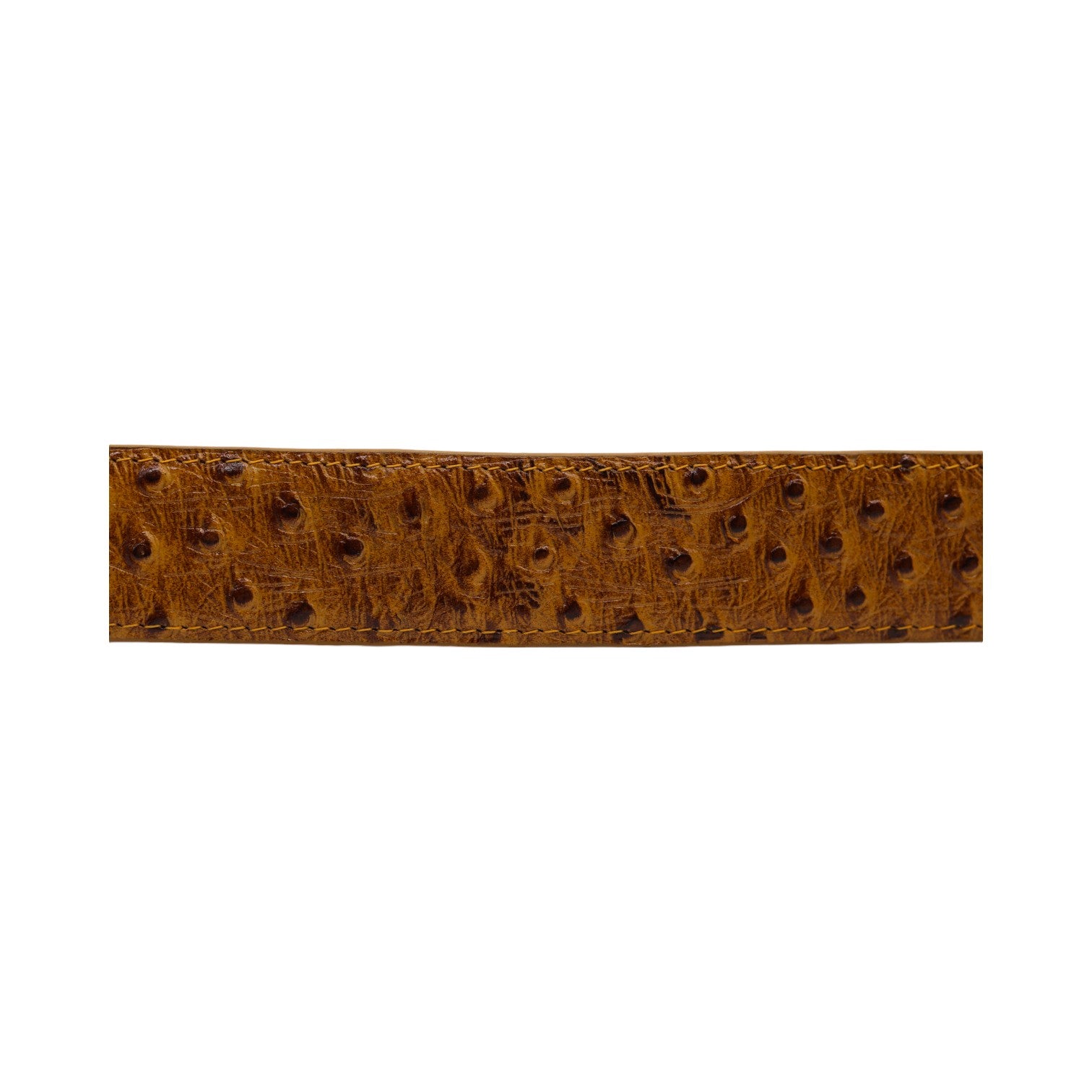 Vermont Camel Ostrich Print Leather Belt