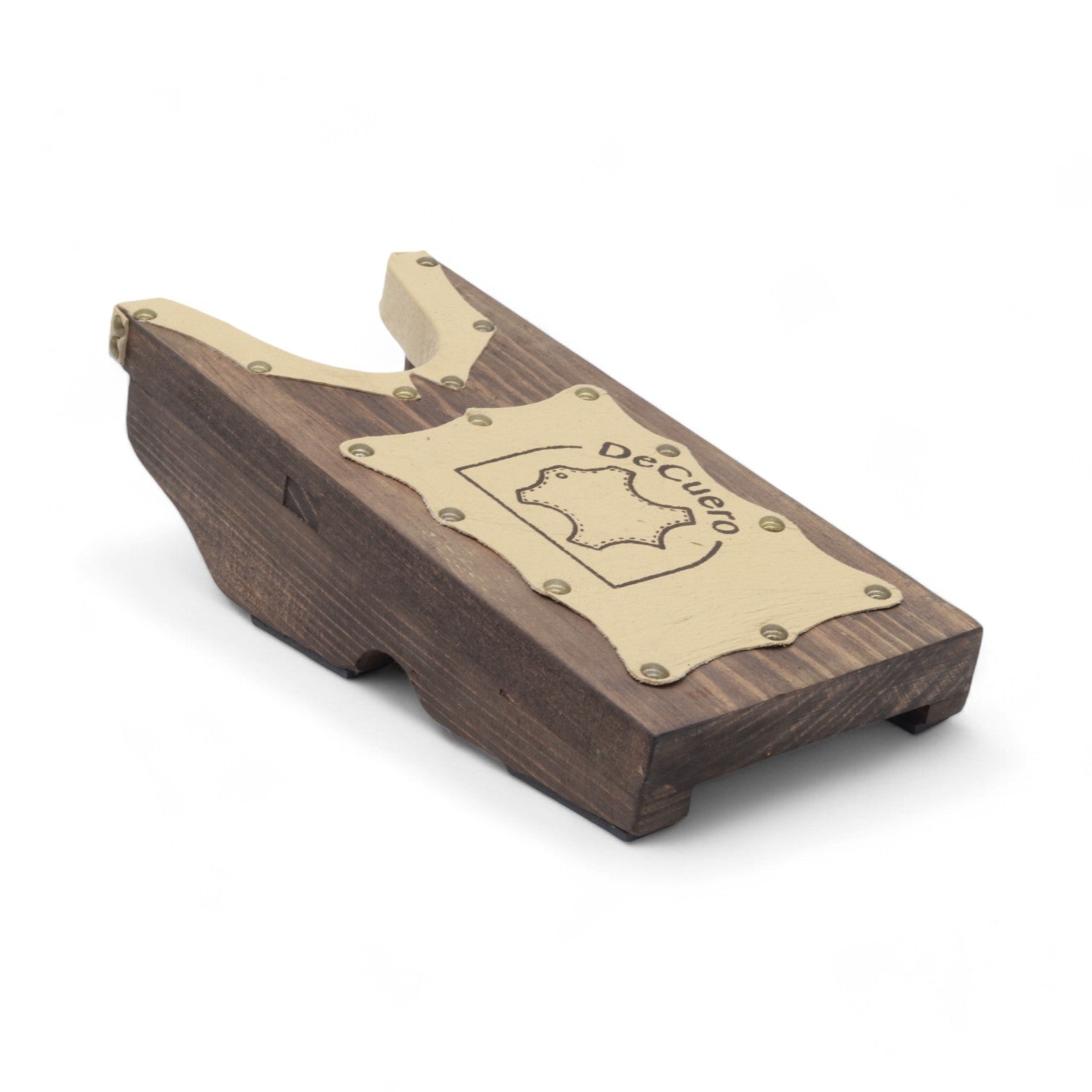 DeCuero's Pine Wood & Beige Leather Boot Jack