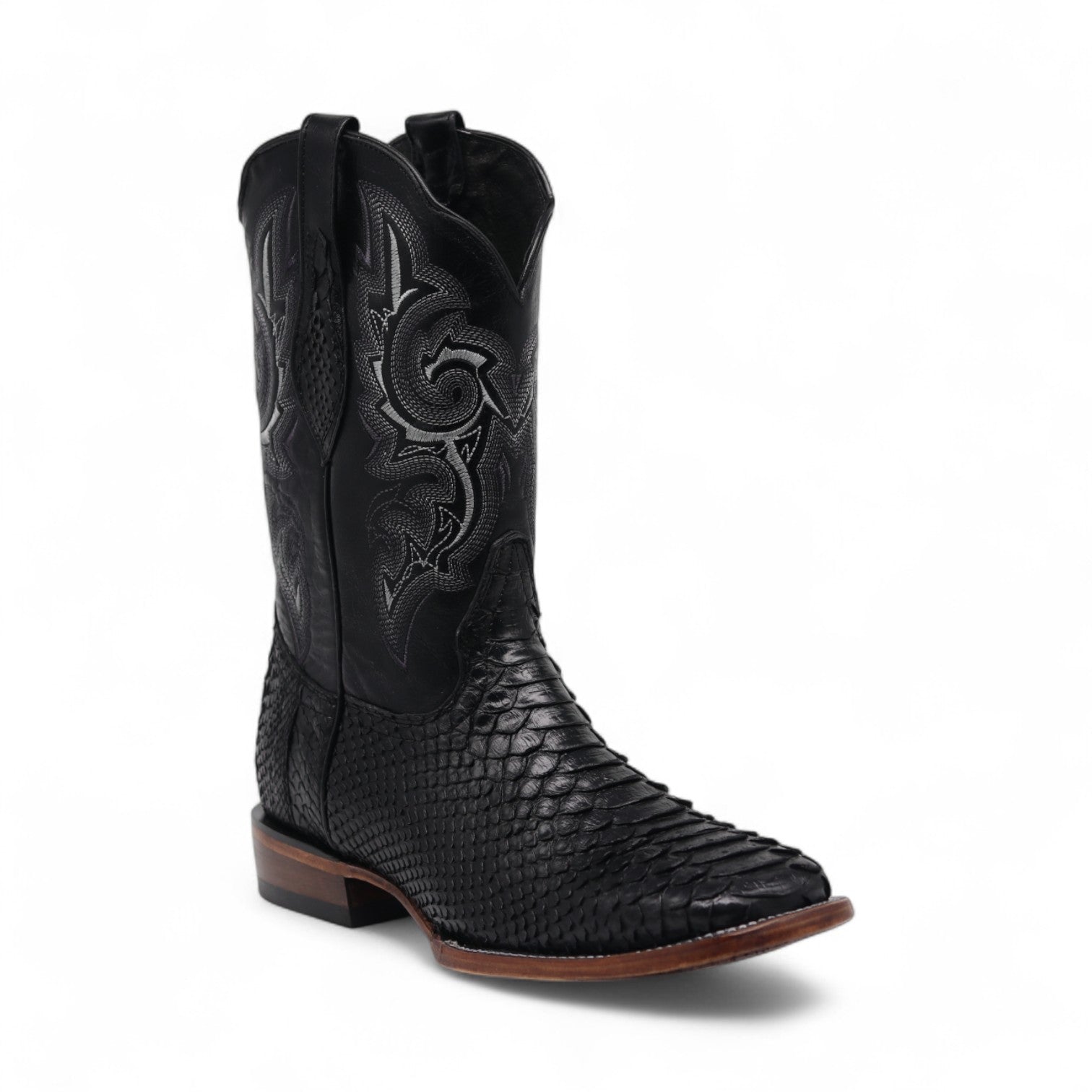 Rocco Men's Black Python Exotic Leather Boots