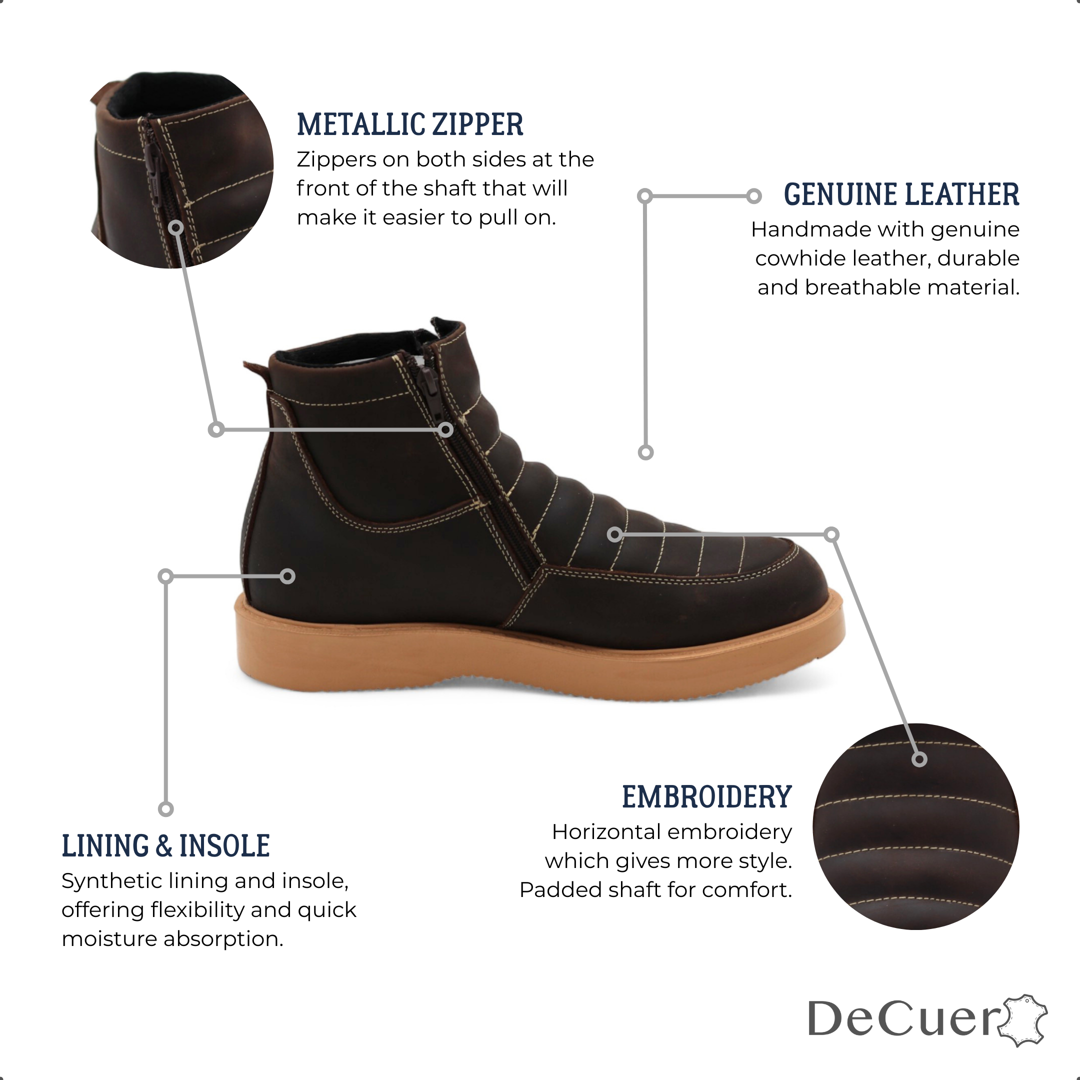 Nube Men's Brown Leather Short Boots