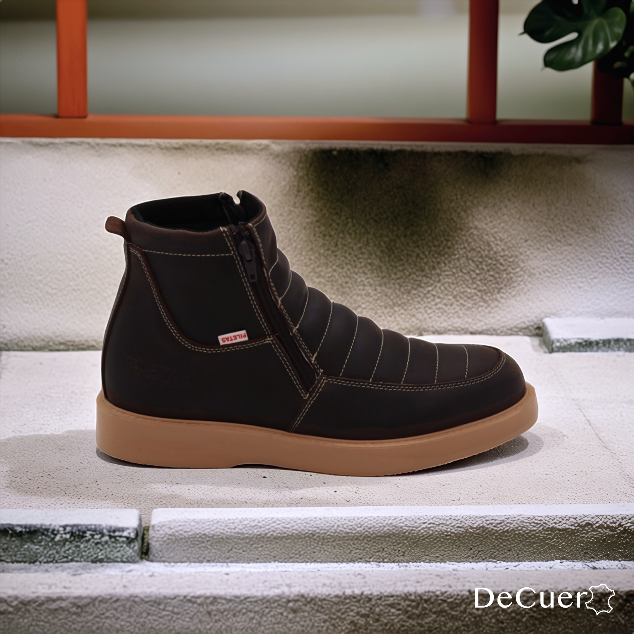 Nube Men's Brown Leather Short Boots