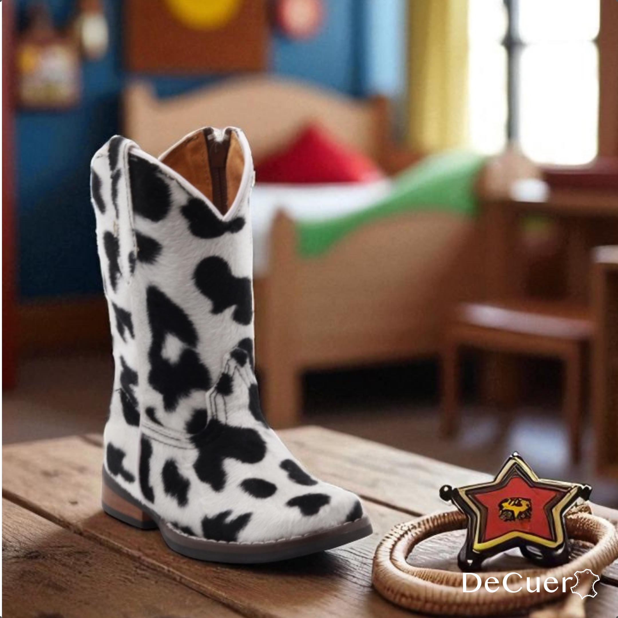 Beau Kids Cow Print Leather Boots
