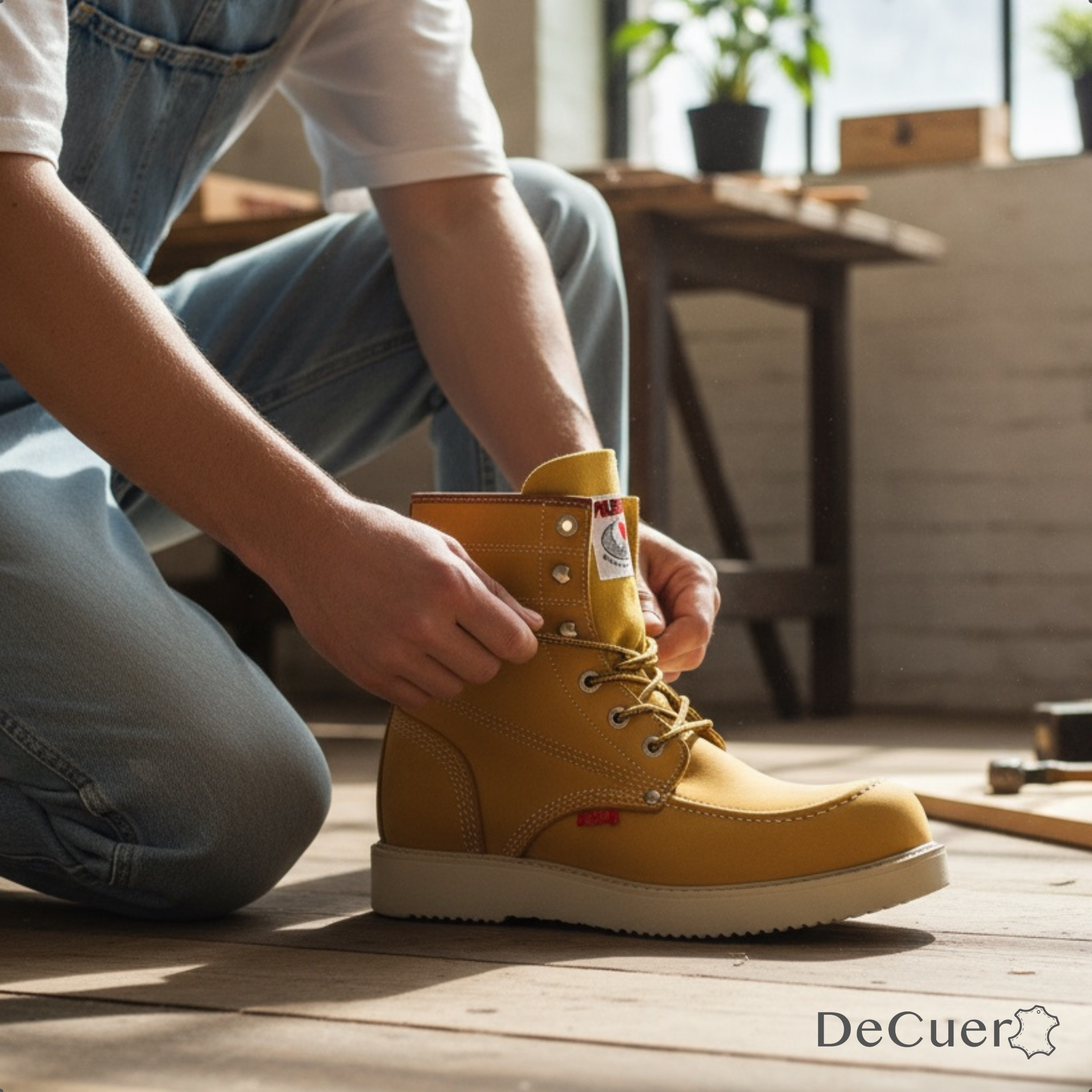 Trooper Men's Camel Leather Steel Toe Boots