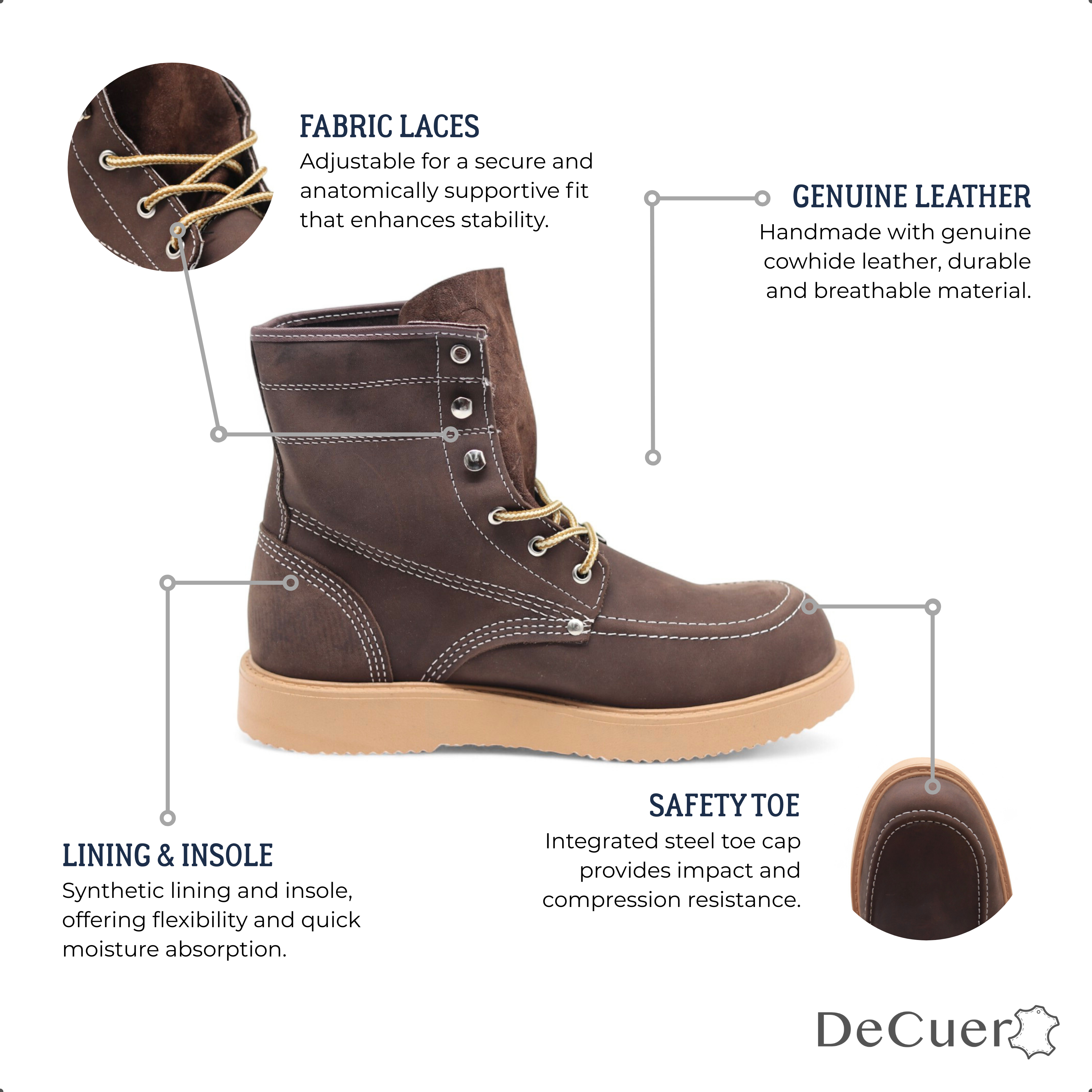 Trooper Men's Brown Leather Steel Toe Boots