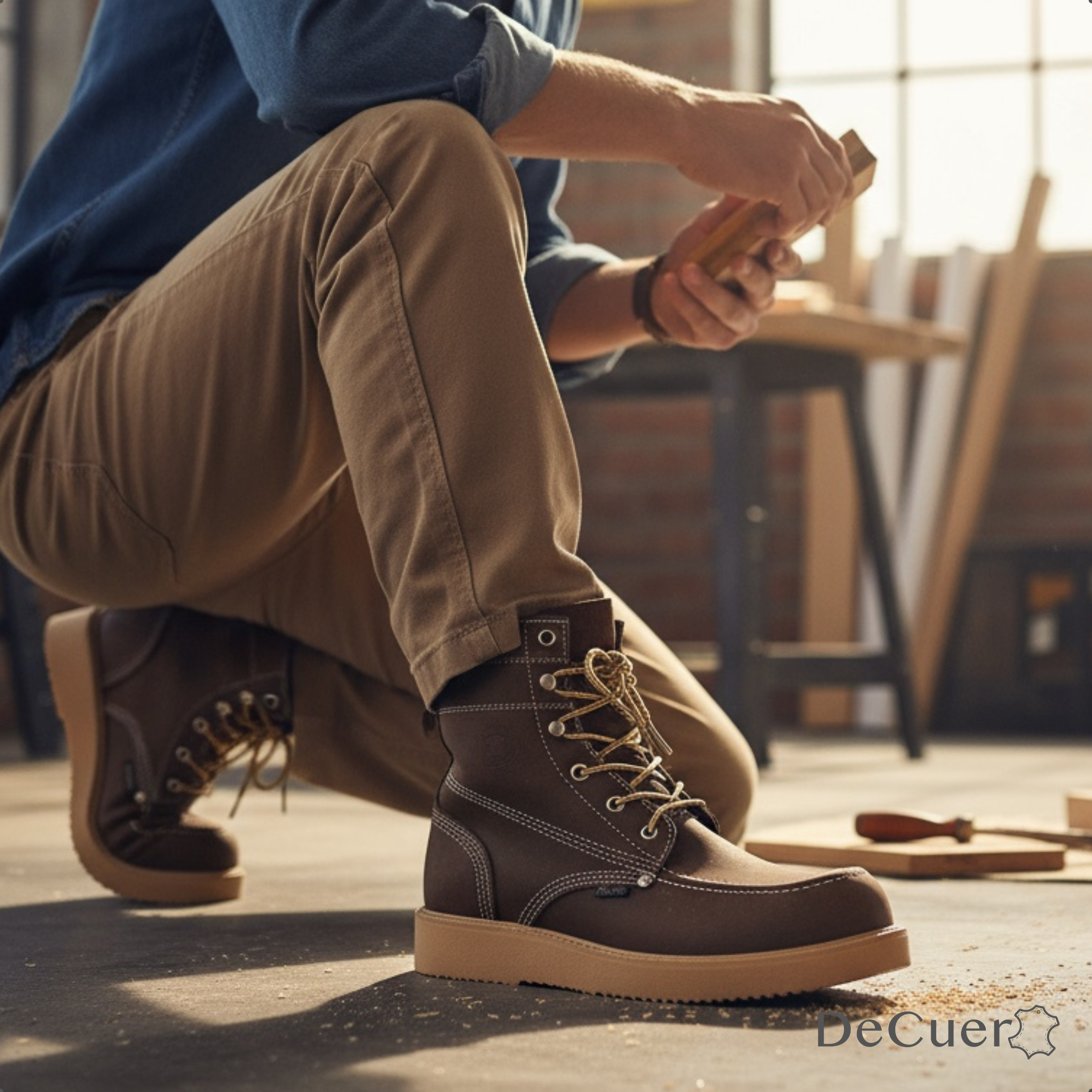 Trooper Men's Brown Leather Steel Toe Boots