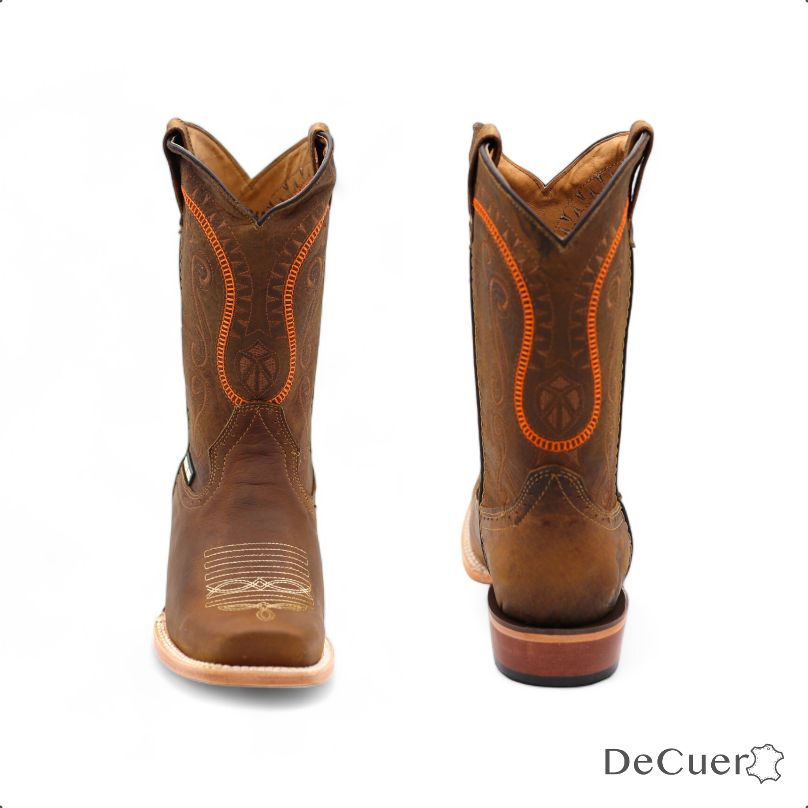 Houston Men's Elephant Print Brown Leather Boots