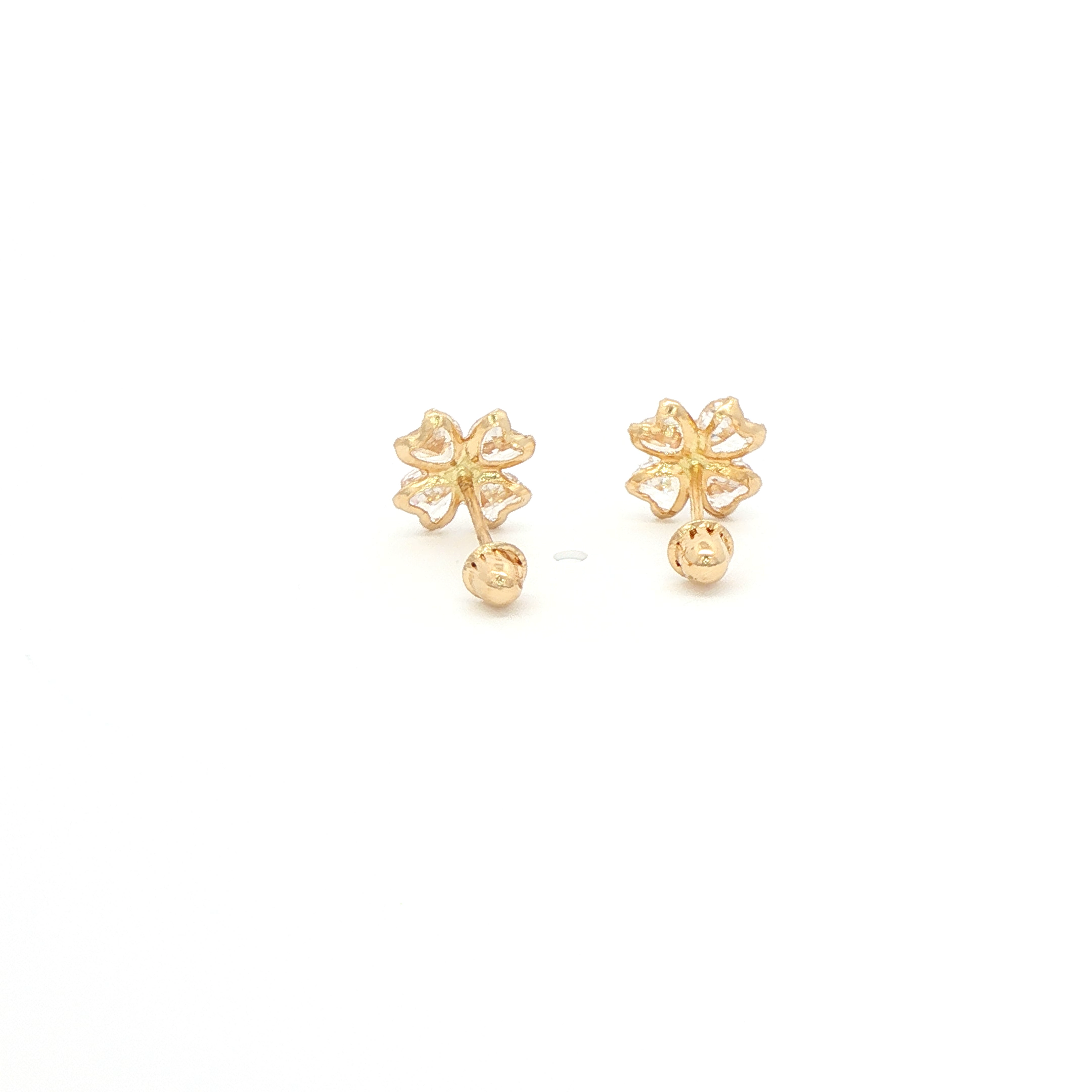 Yellow Gold 14K Stud Earrings with Round Cut Cz
