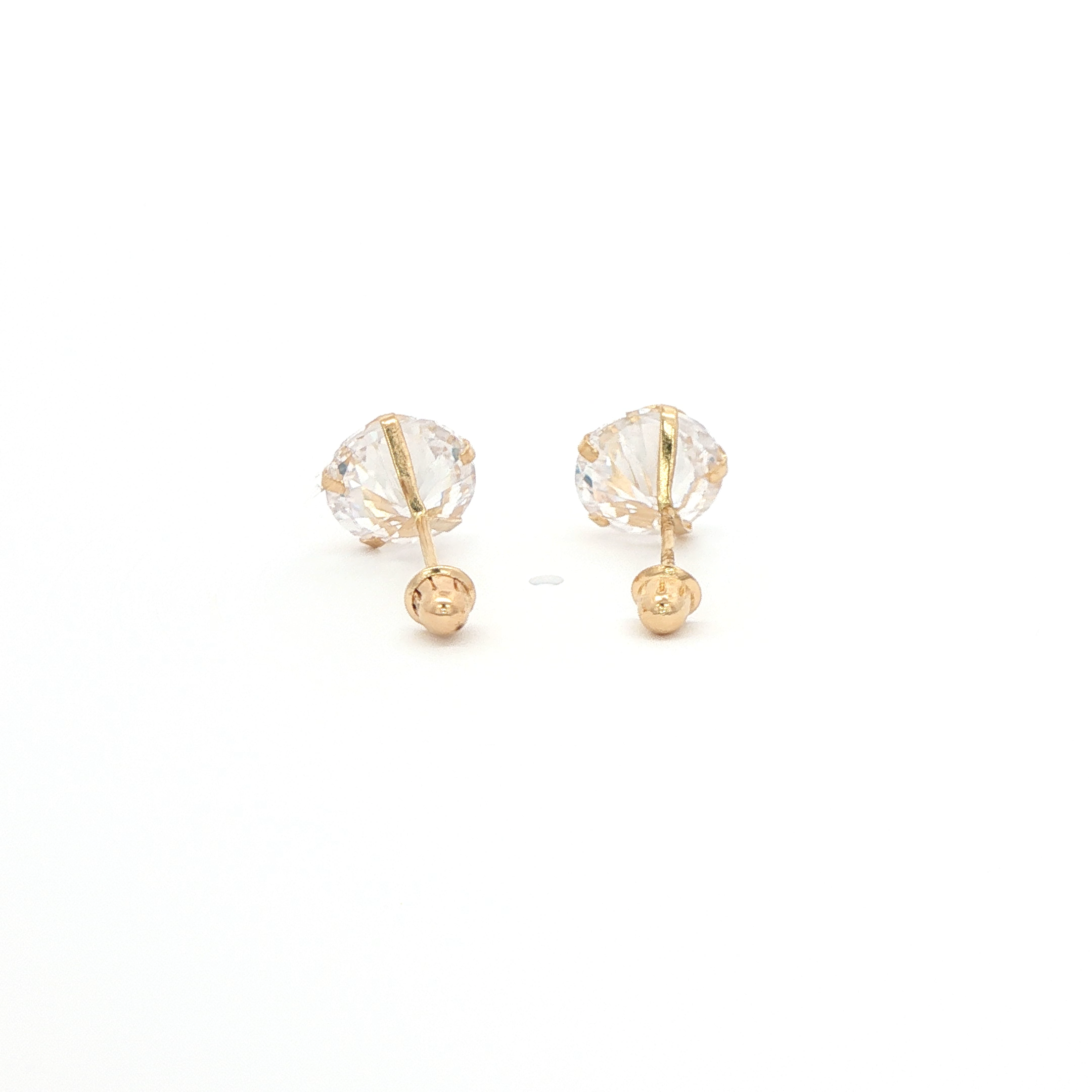 Brilliant Round Cut CZ Stud Earrings in 14K Yellow Gold