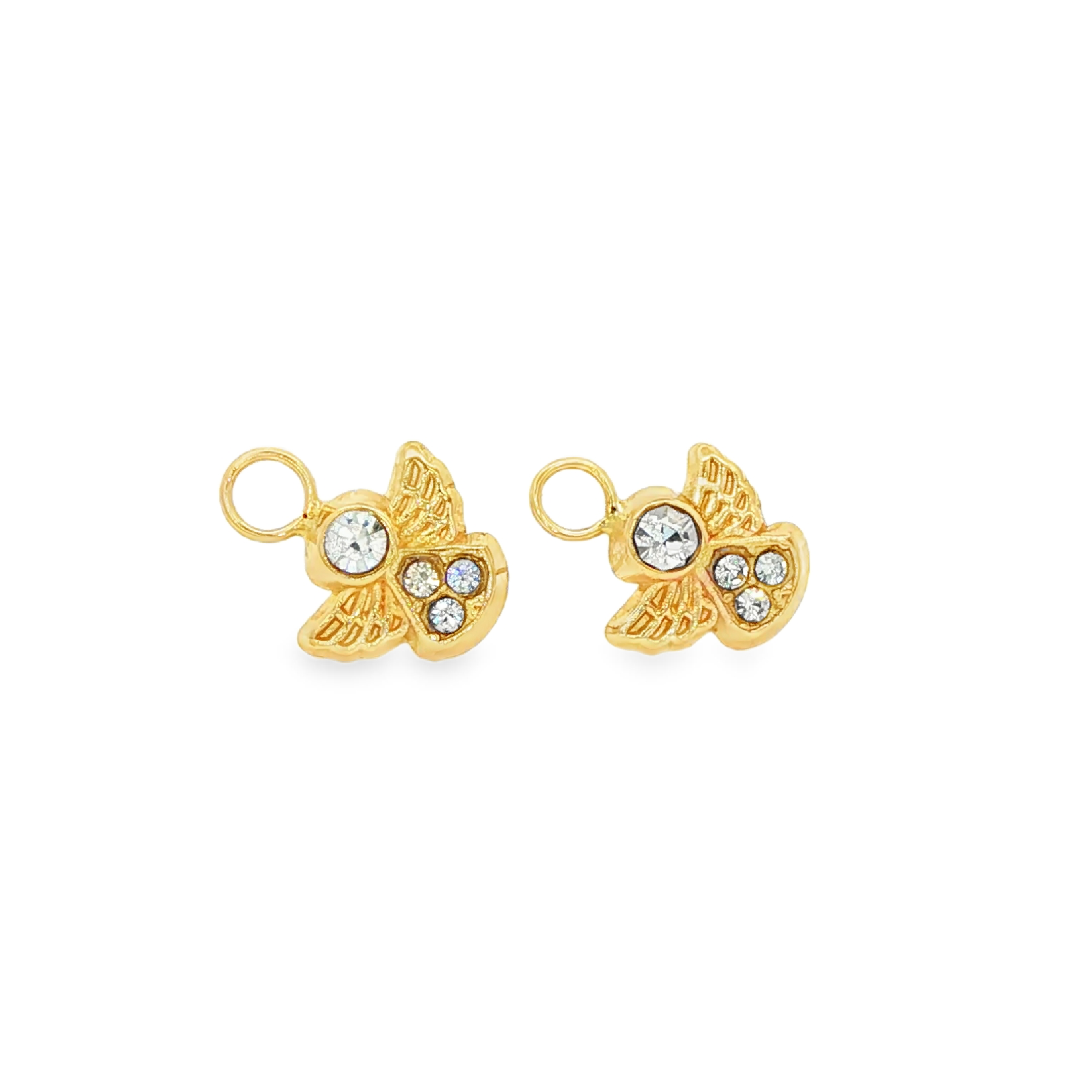 10K Yellow Gold Angel Stud Earrings with cz stones