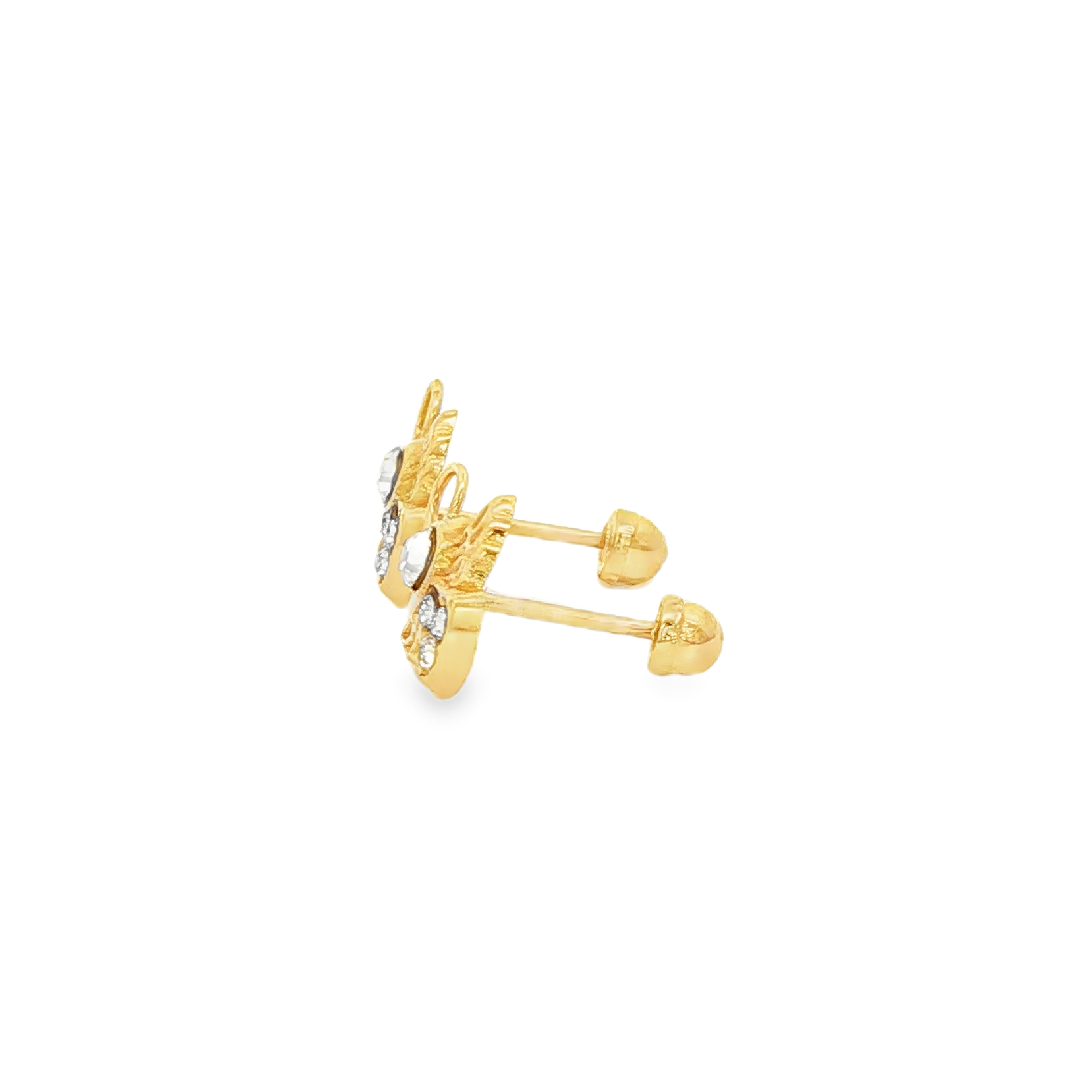 10K Yellow Gold Angel Stud Earrings with cz stones