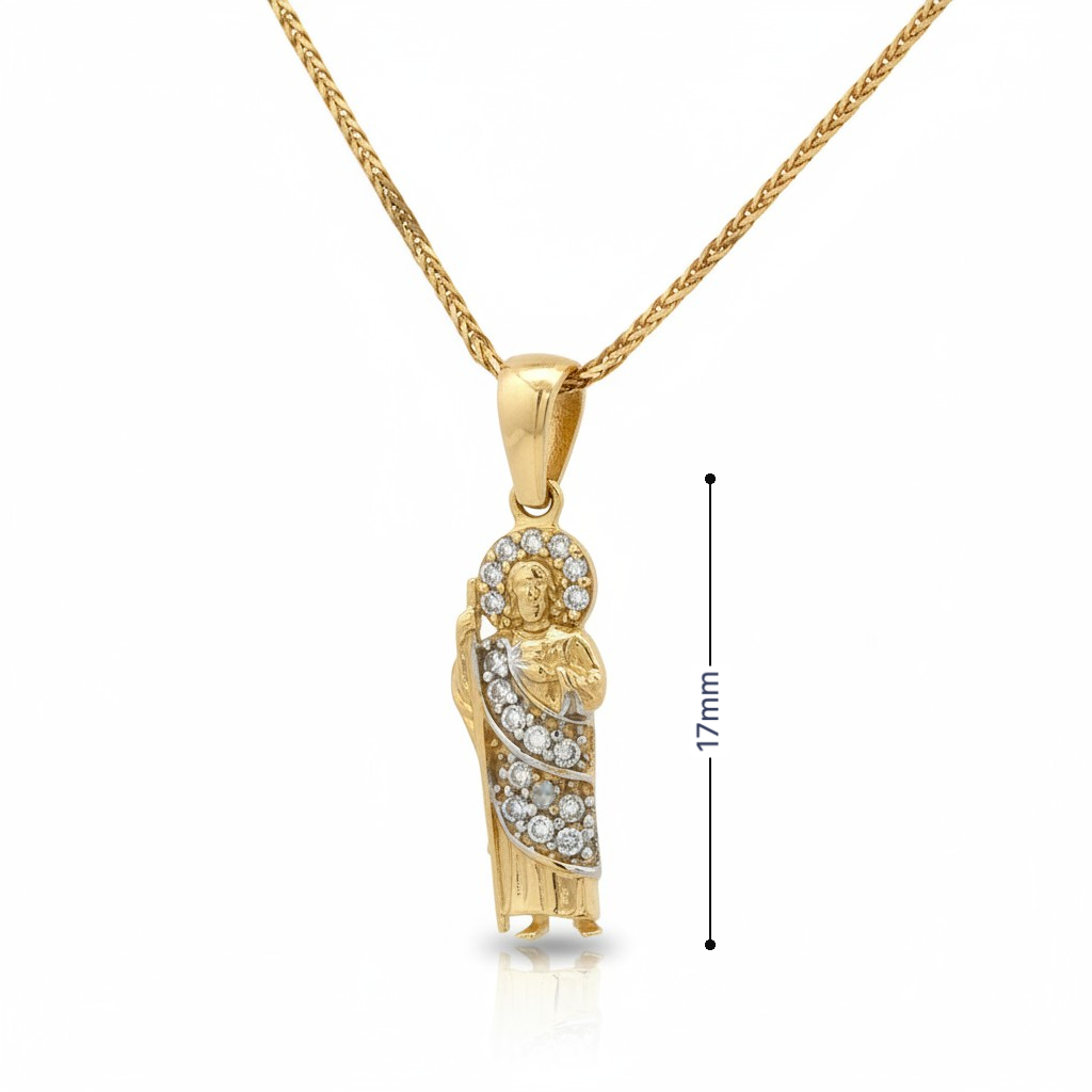 Yellow Gold 10K St. Jude Pendant with Round Cut Cz